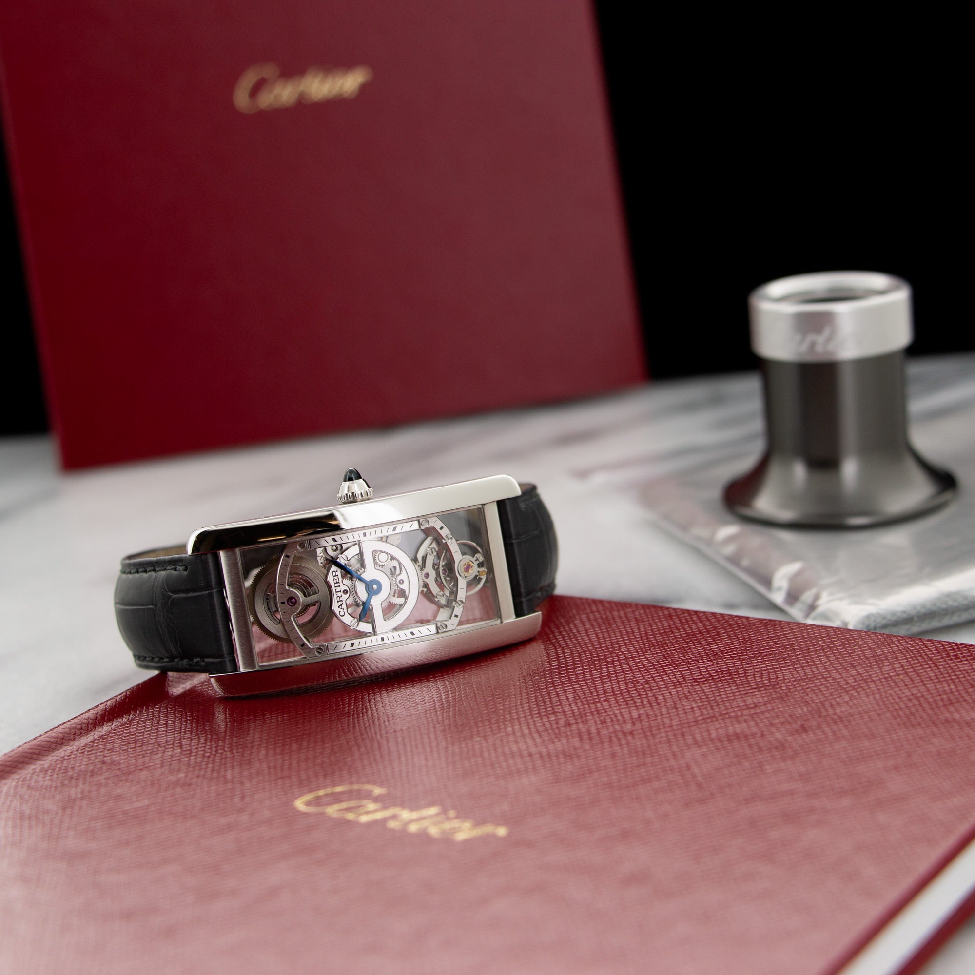 Cartier - Cartier Platinum Tank Cintree Skeletonized Watch - The Keystone Watches