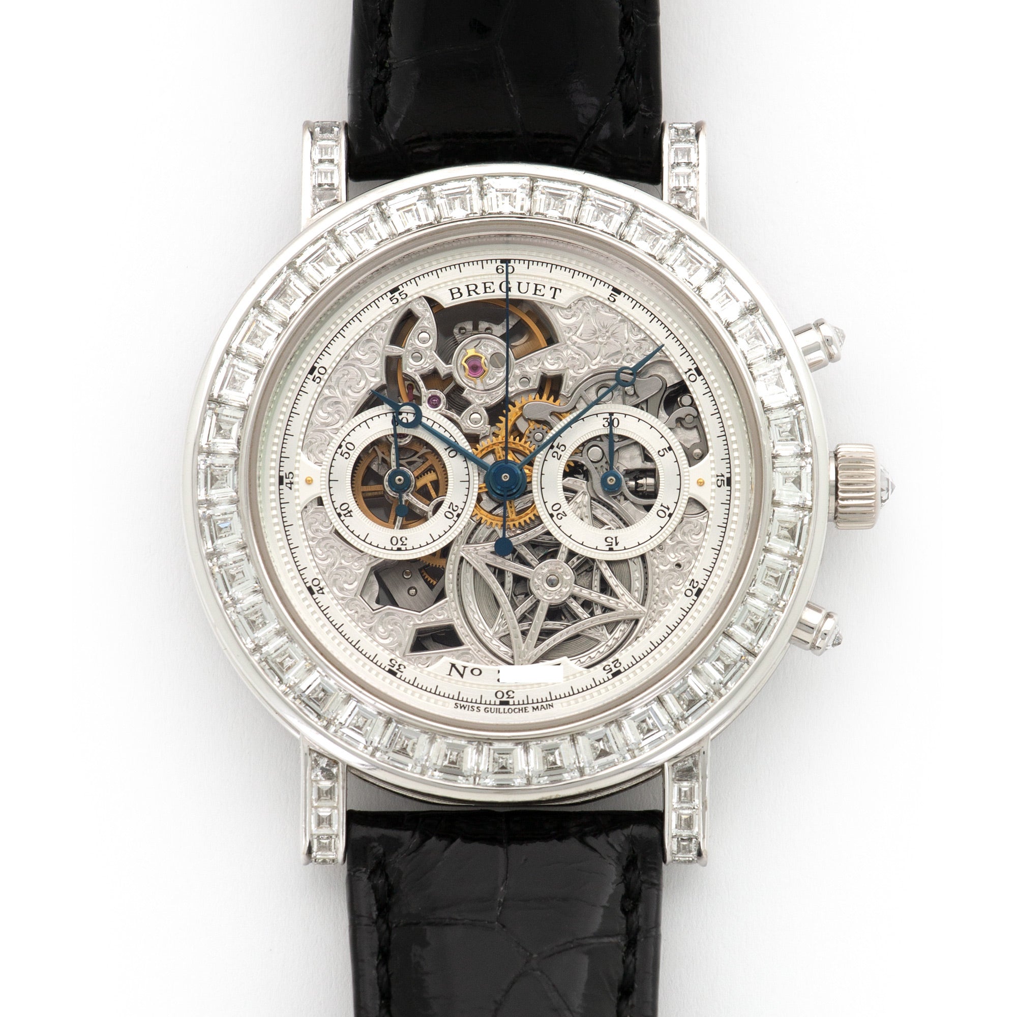 Breguet - Breguet White Gold Chronograph Skeleton Baguette Diamond Watch - The Keystone Watches