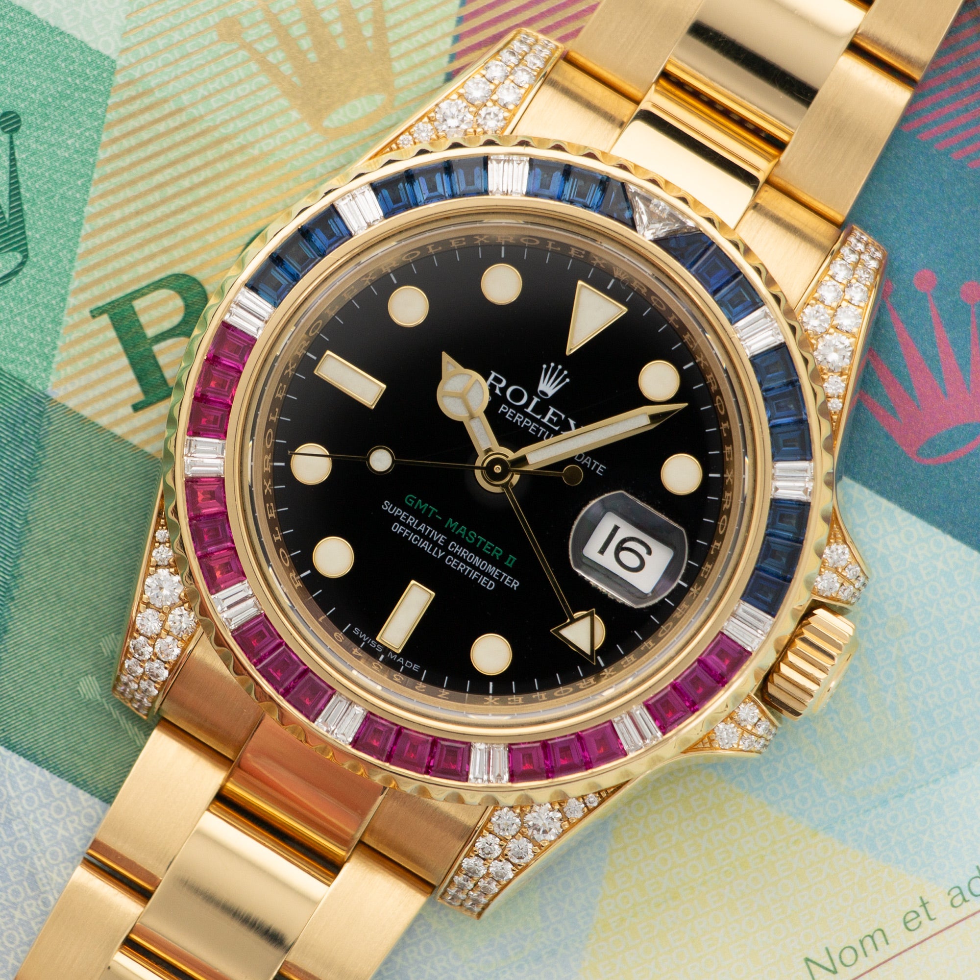 Rolex - Rolex Yellow Gold GMT-Master II Sapphire Ruby Diamond Watch Ref. 116758 - The Keystone Watches