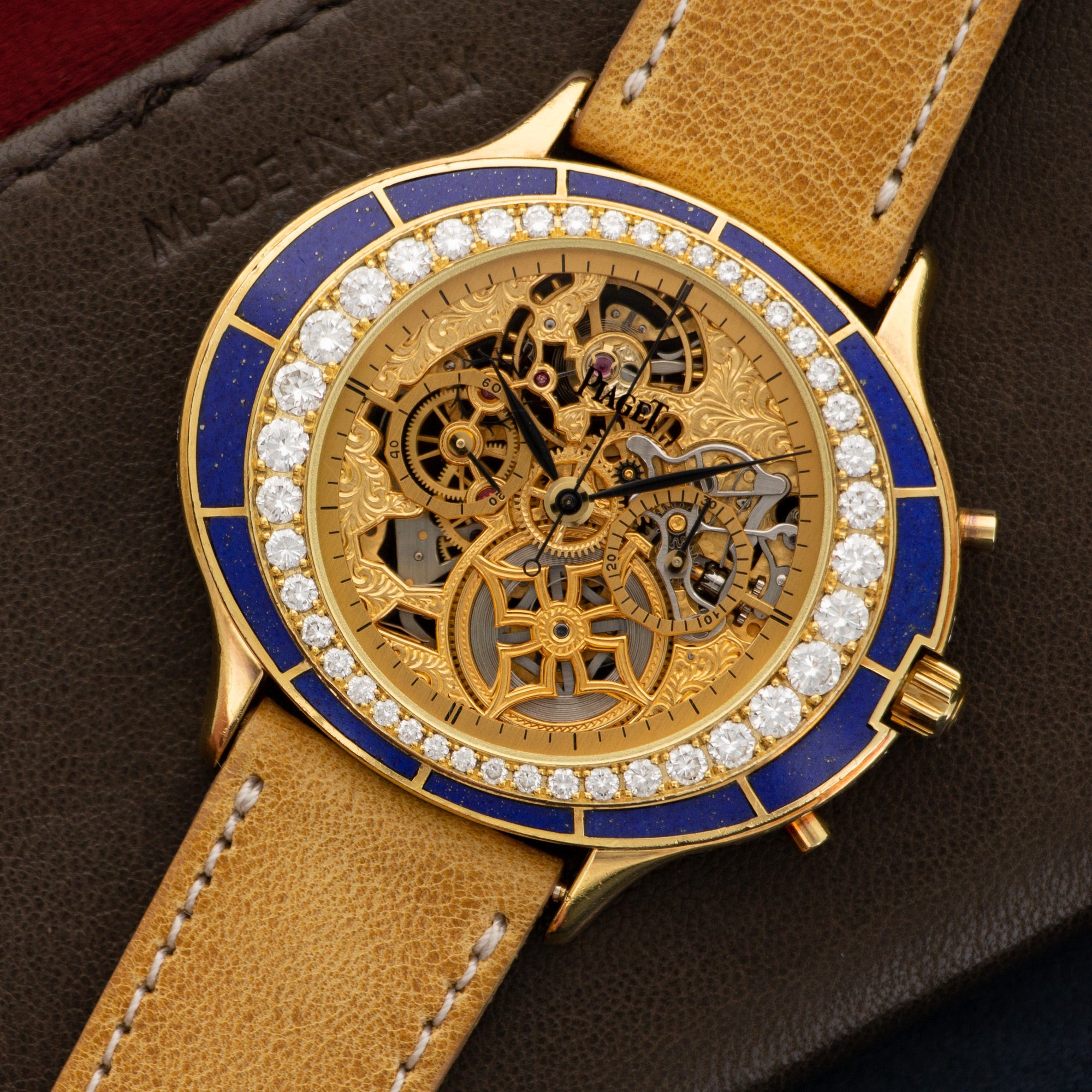 Piaget - Piaget Yellow Gold Skeletonized Lapis Lazuli Chronograph Watch - The Keystone Watches