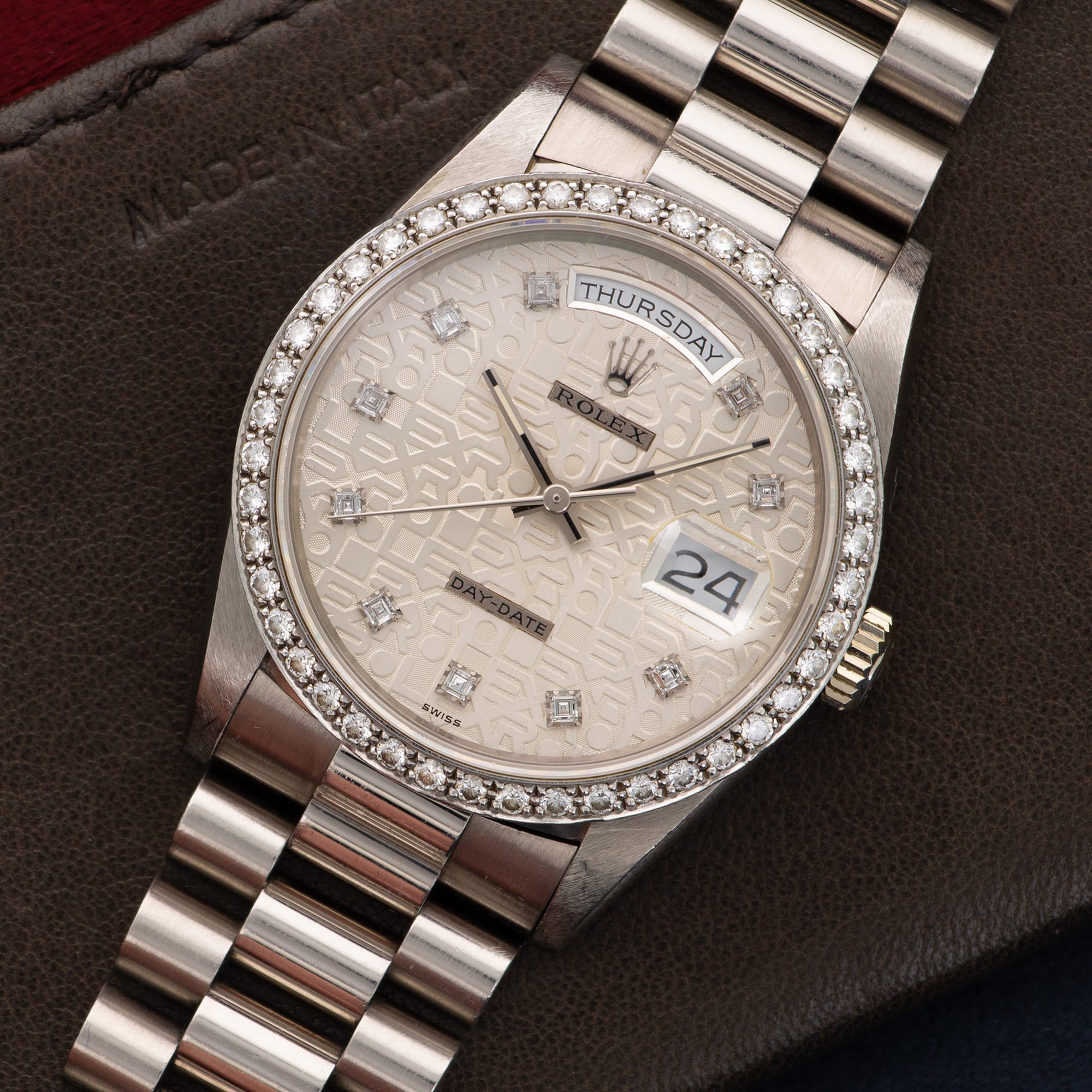 Rolex - Rolex White Gold Day-Date Crown Collection Diamond Watch - The Keystone Watches