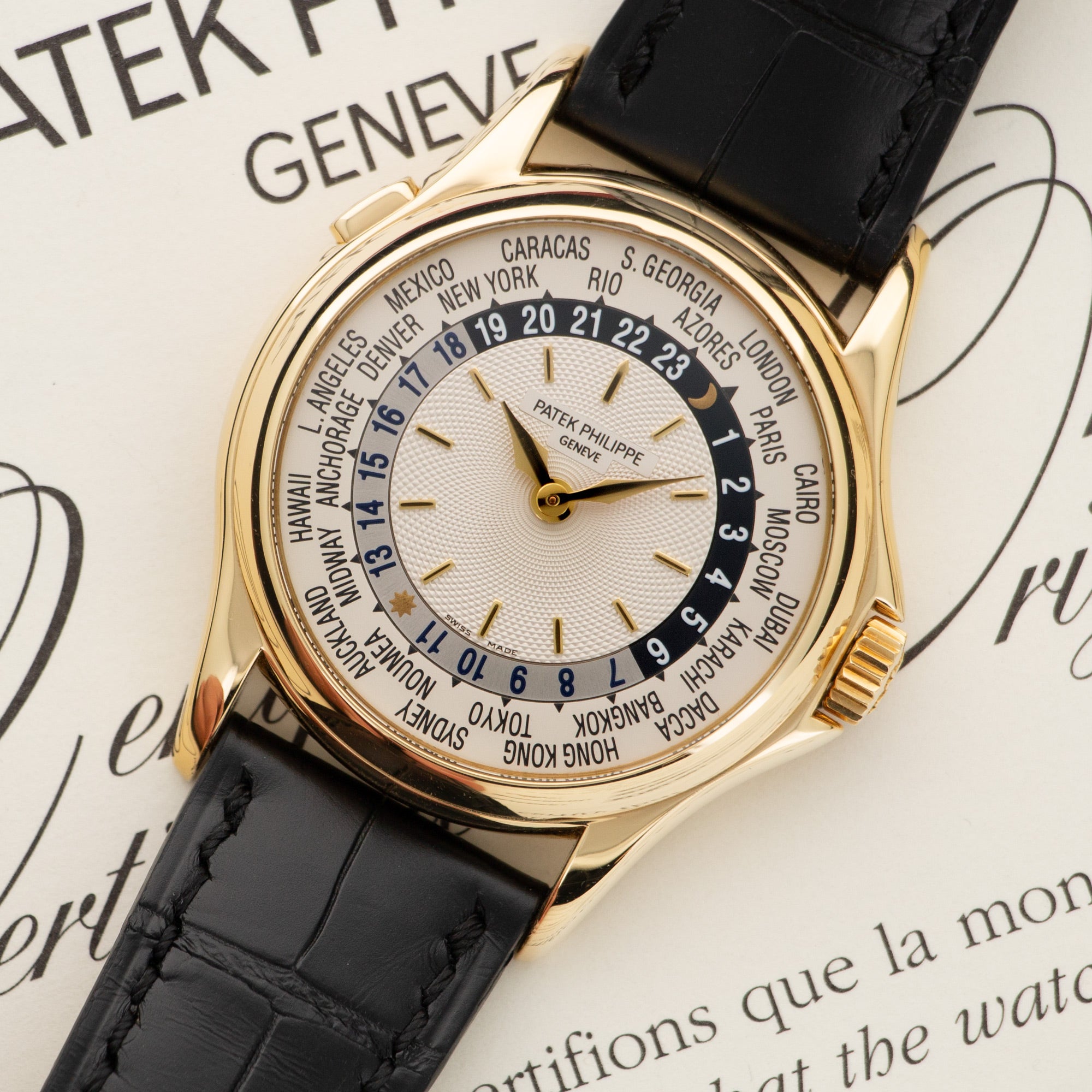Patek Philippe - Patek Philippe Yellow Gold World Time Watch Ref. 5110, with Original Box and Papers - The Keystone Watches