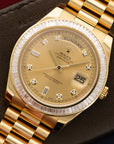 Rolex - Rolex Yellow Gold Day-Date II Baguette Diamond Watch Ref. 218398 - The Keystone Watches