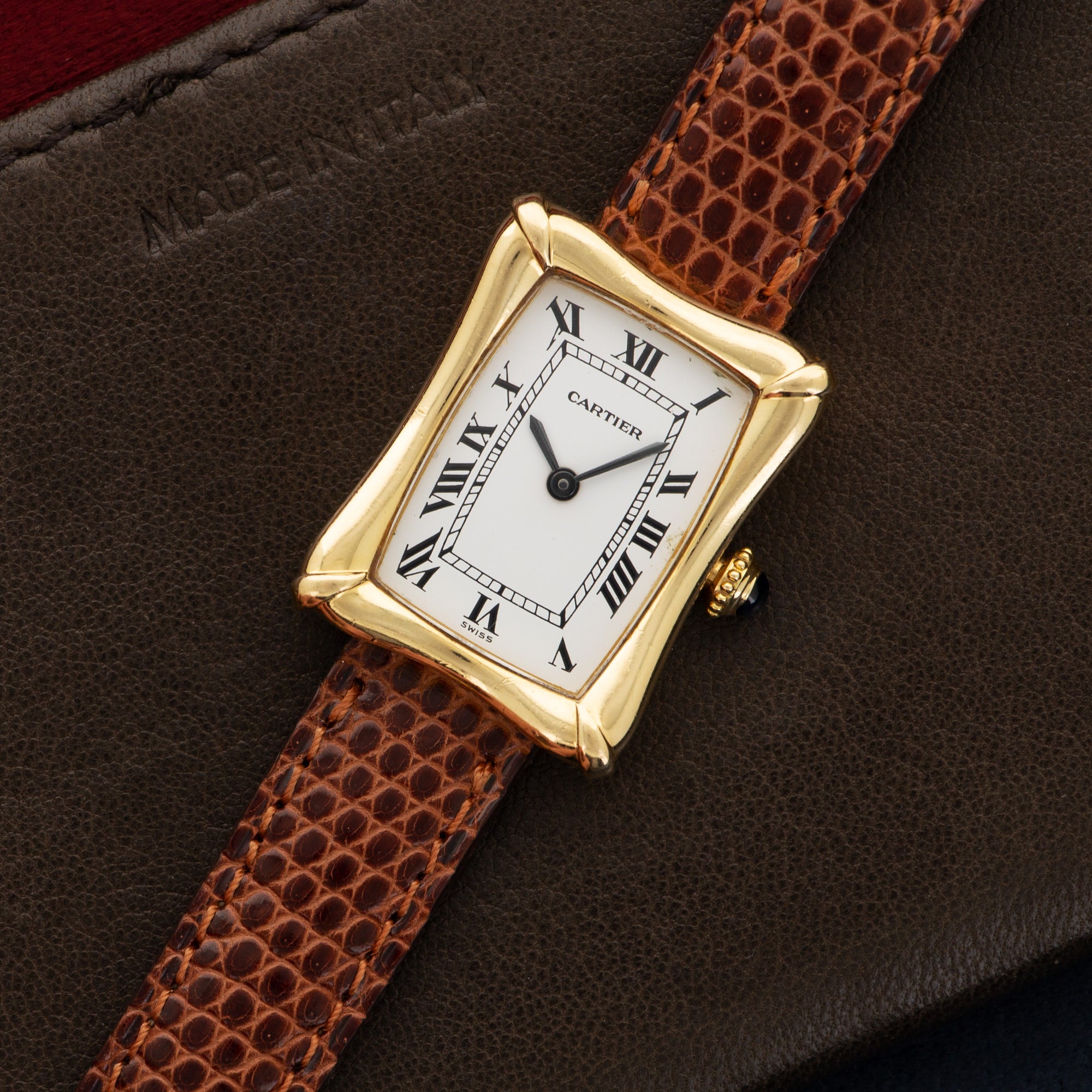 Cartier - Cartier Yellow Gold Tank Bamboo Coussin Watch - The Keystone Watches