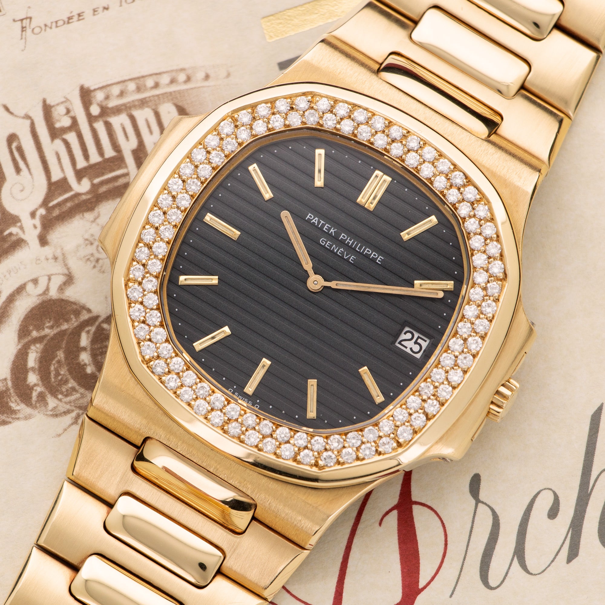Patek Philippe - Patek Philippe Yellow Gold Nautilus Diamond Jumbo Watch Ref. 3700 - The Keystone Watches