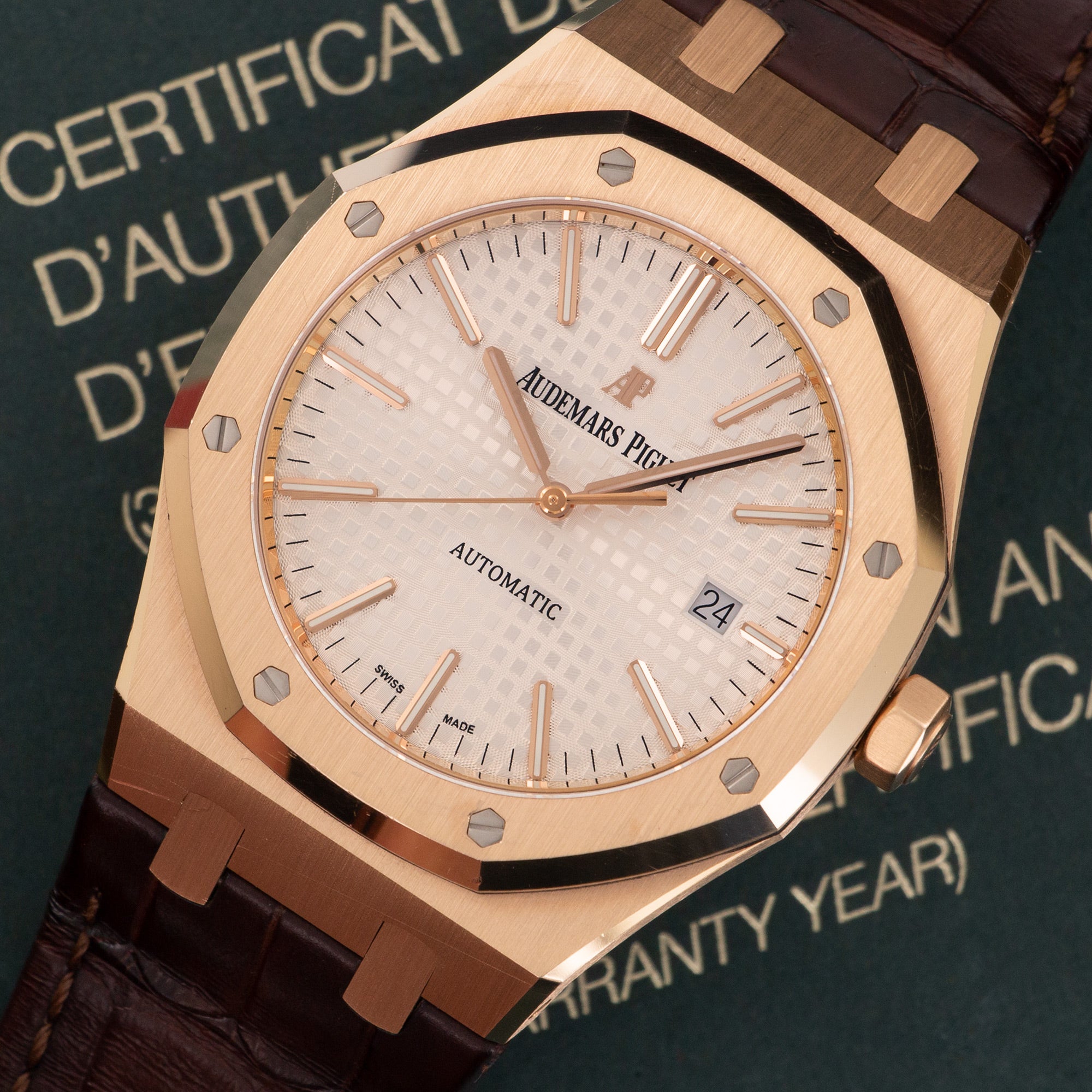 Audemars Piguet - Audemars Piguet Rose Gold Royal Oak Watch Ref. 15400, with Box and Papers - The Keystone Watches