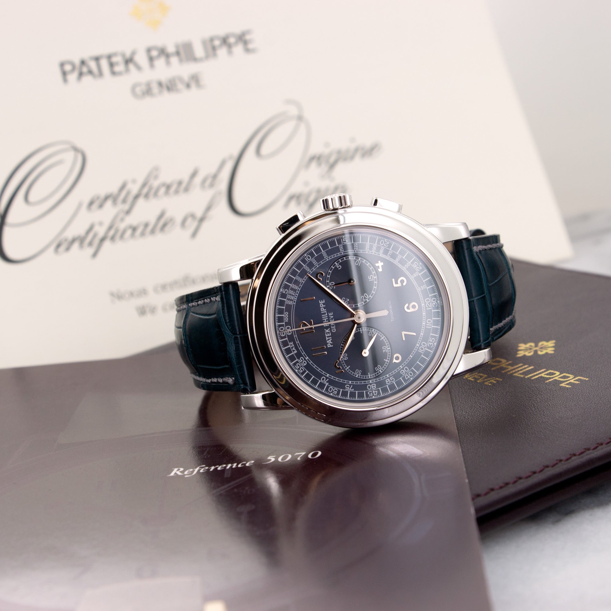 Patek Philippe - Patek Philippe Platinum Chronograph Watch Ref. 5070, Retailed by Tiffany & Co. - The Keystone Watches