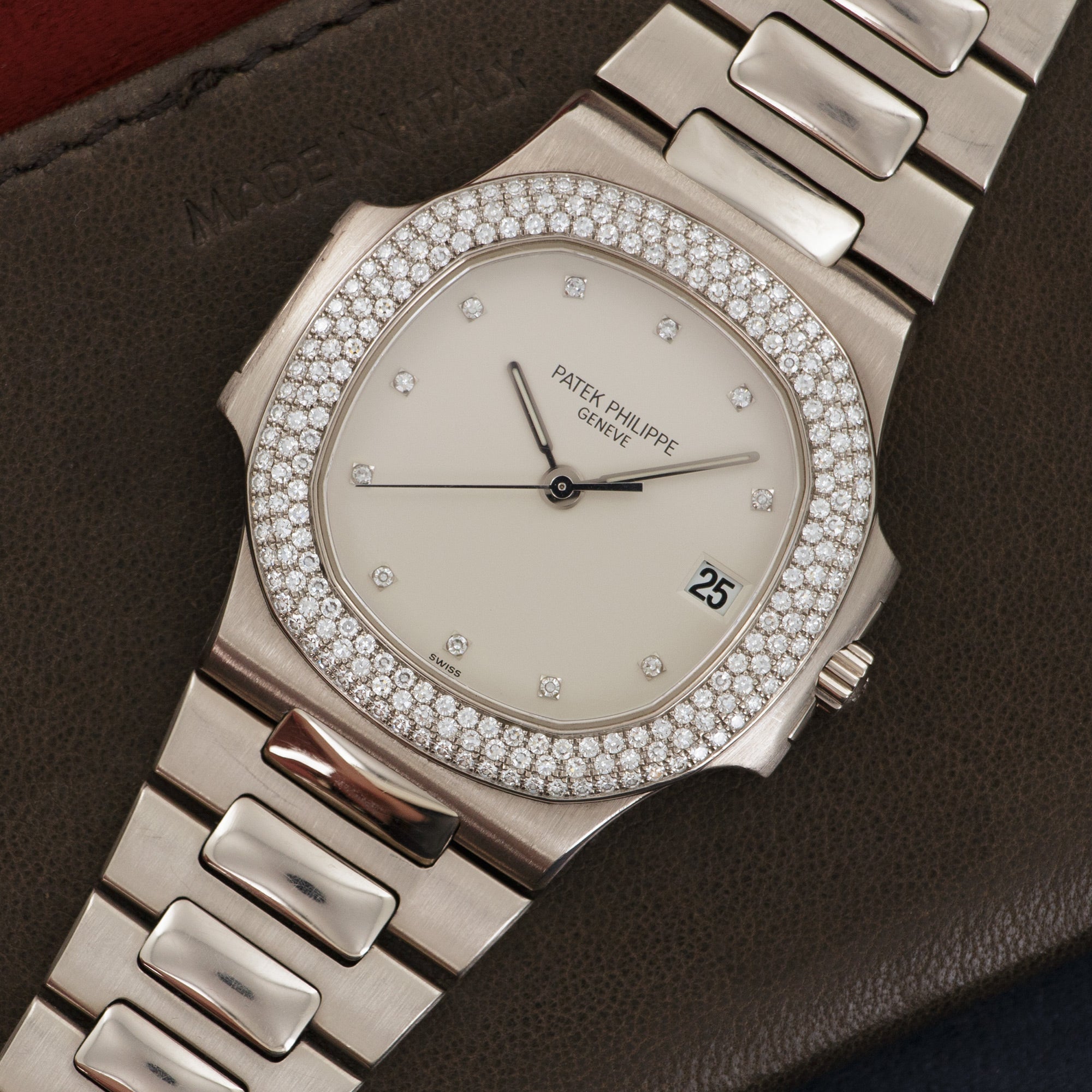 Patek Philippe - Patek Philippe White Gold Nautilus Diamond Watch Ref. 3800 - The Keystone Watches
