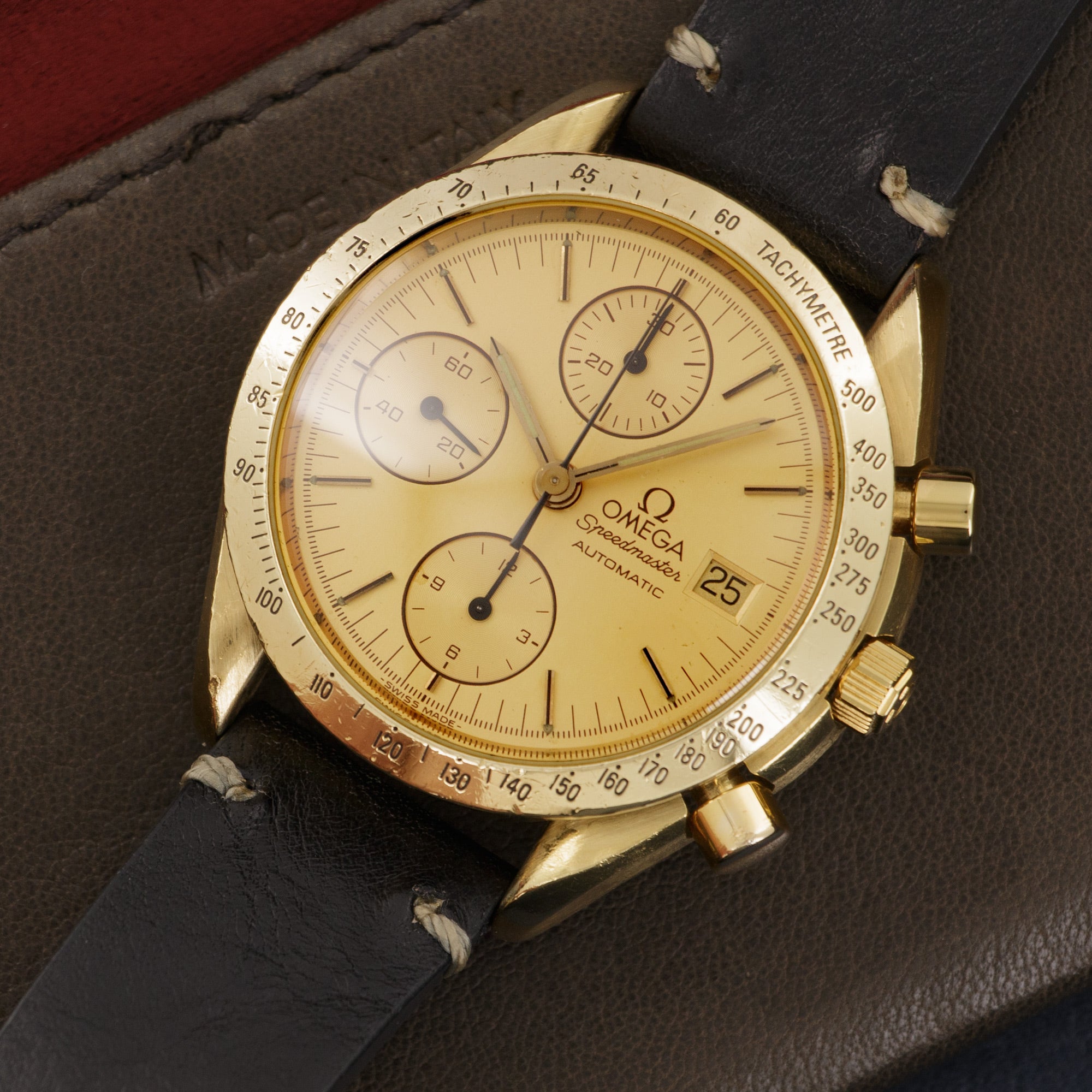 Omega - Omega Yellow Gold Speedmaster Chronograph Watch - The Keystone Watches