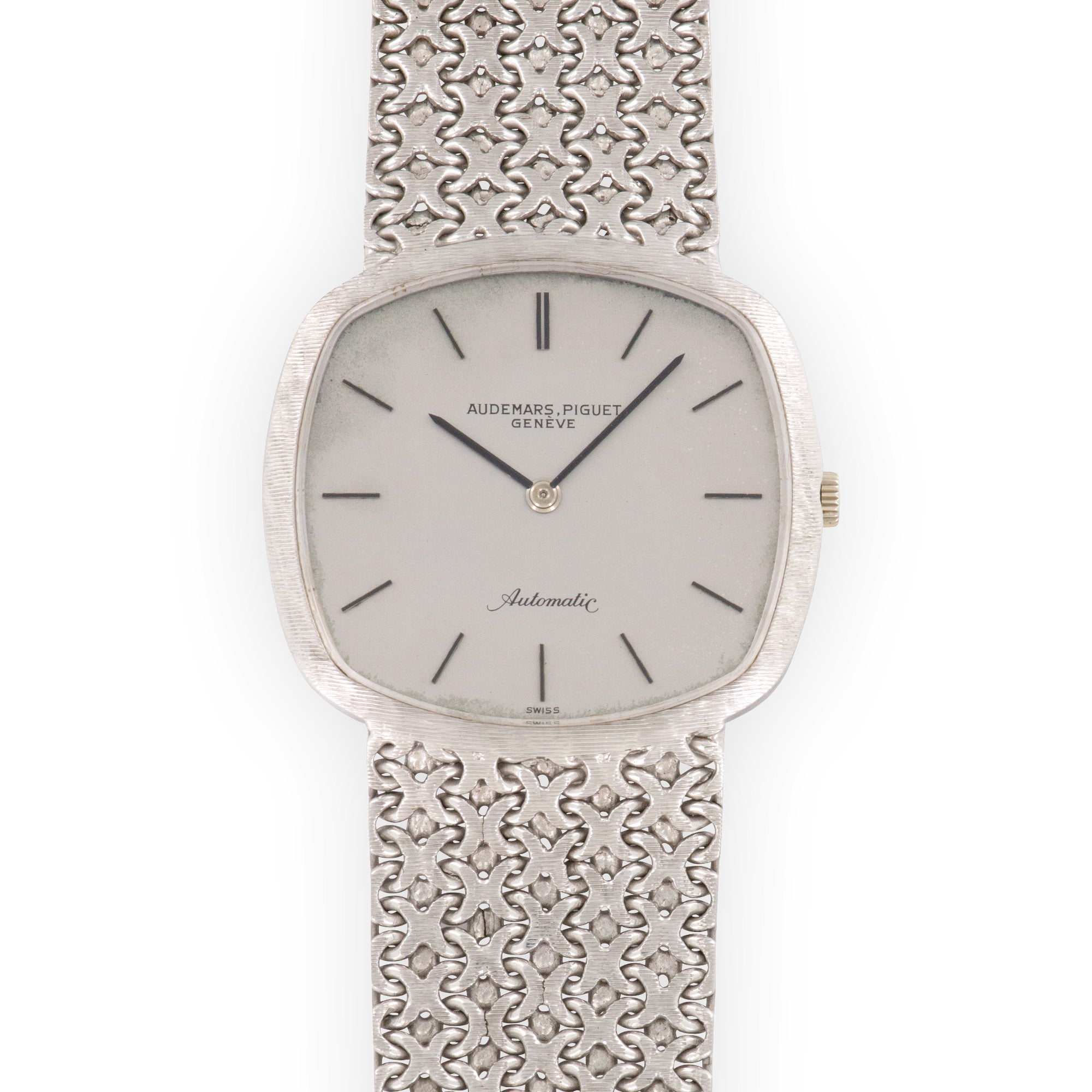 Audemars Piguet - Audemars Piguet White Gold Automatic Cross Link Bracelet Watch - The Keystone Watches