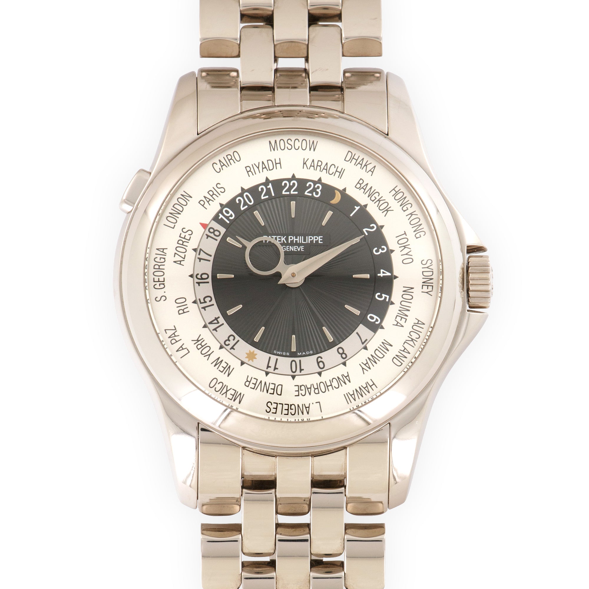 Patek Philippe - Patek Philippe White Gold World Time Bracelet Watch Ref. 5130 - The Keystone Watches