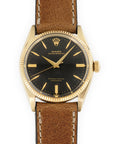 Rolex - Rolex Yellow Gold Oyster Perpetual Black Gilt Dial Watch Ref. 6567 - The Keystone Watches