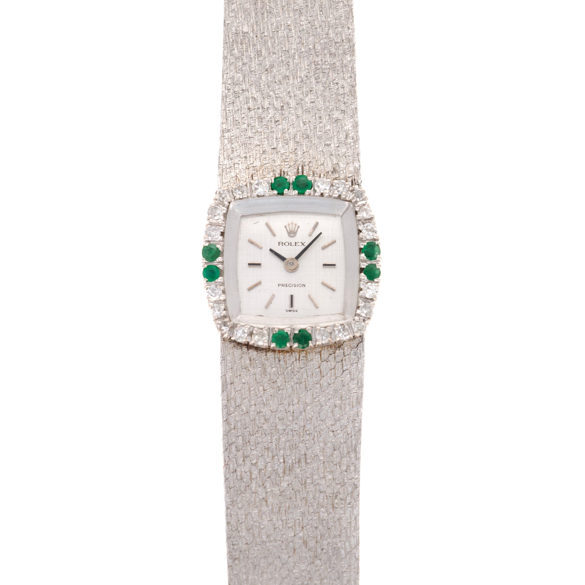 Rolex - Rolex White Gold Precision Diamond & Emerald Watch Ref. 2628 - The Keystone Watches