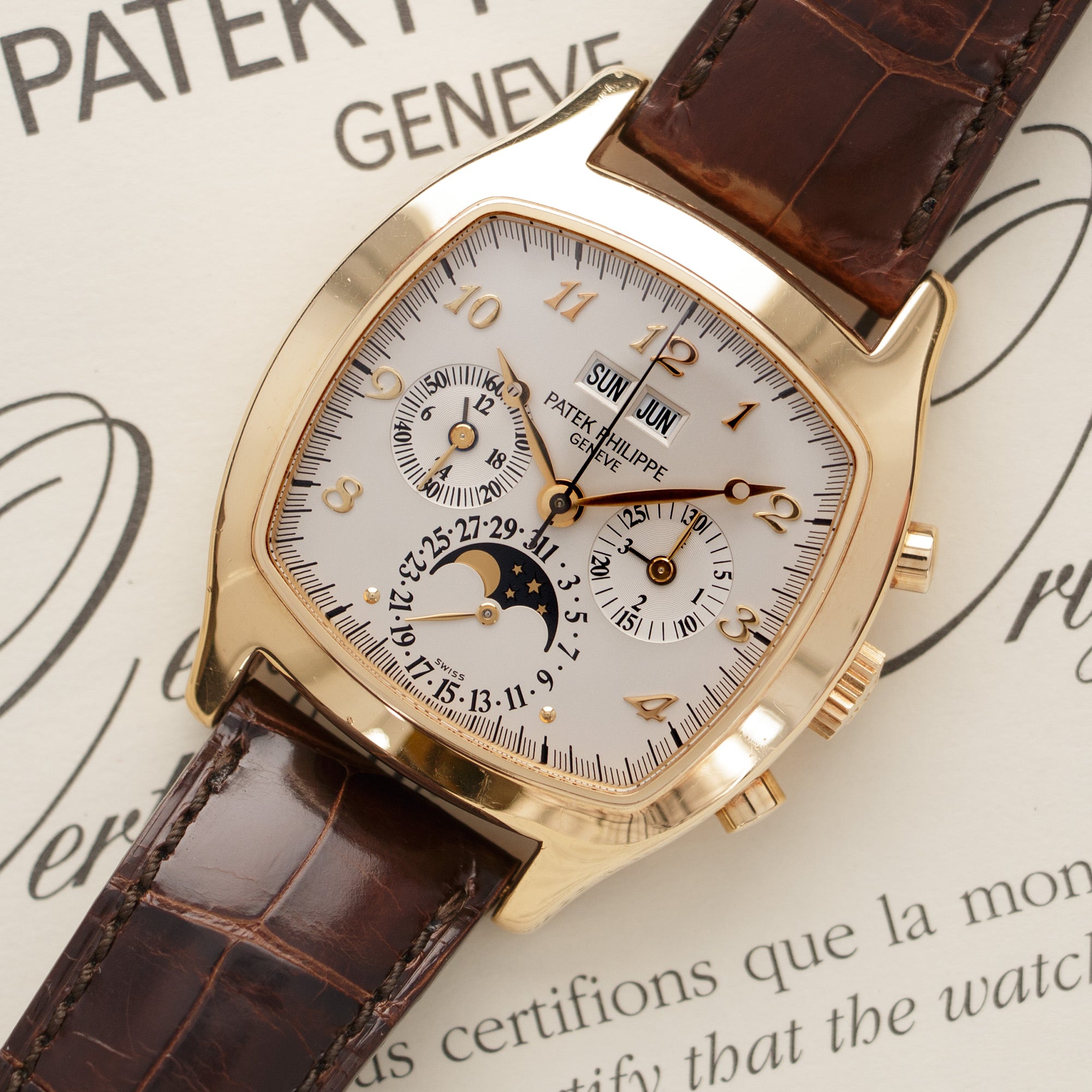 Patek Philippe - Patek Philippe Yellow Gold Perpetual Calendar Chrono Watch Ref. 5020 - The Keystone Watches