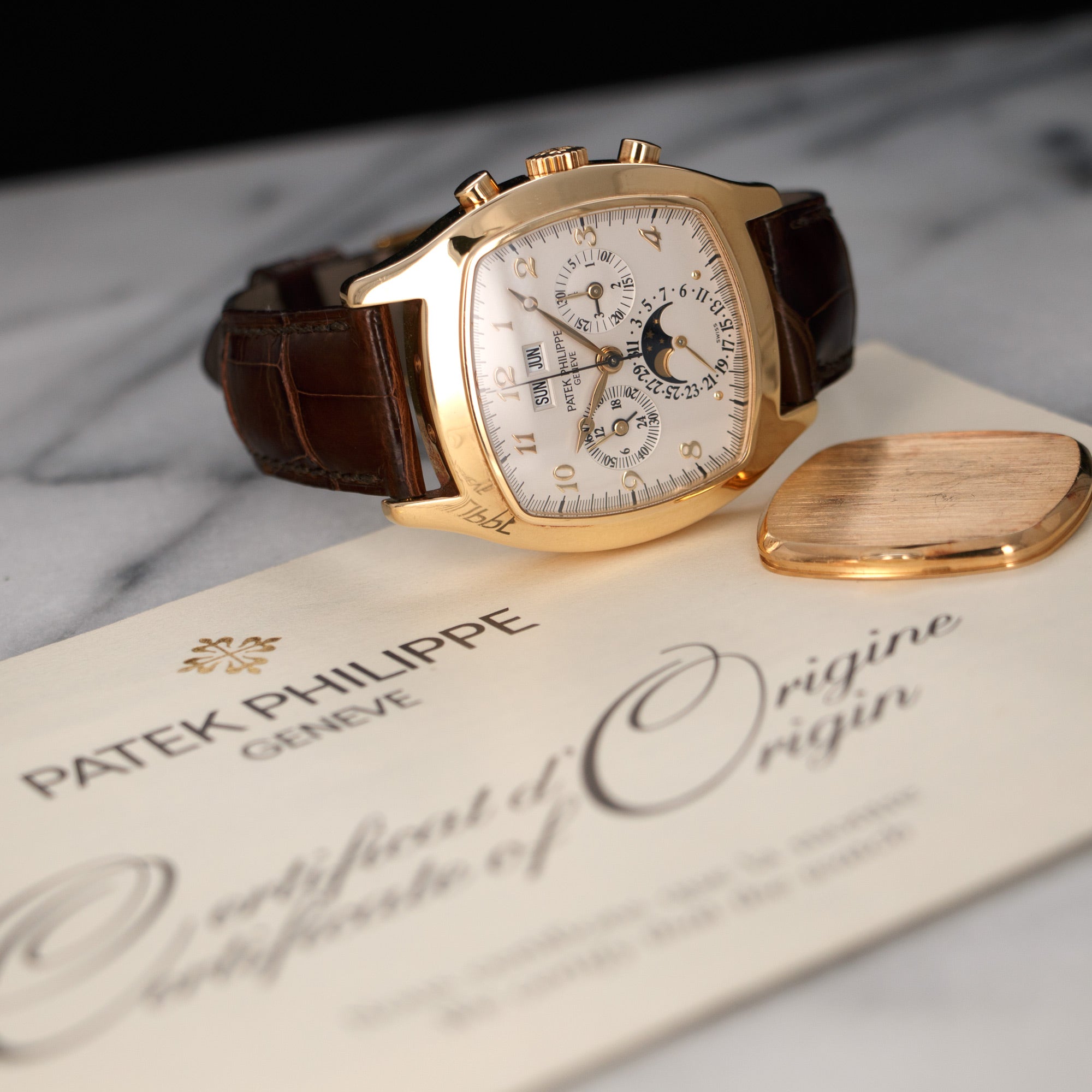 Patek Philippe - Patek Philippe Yellow Gold Perpetual Calendar Chrono Watch Ref. 5020 - The Keystone Watches