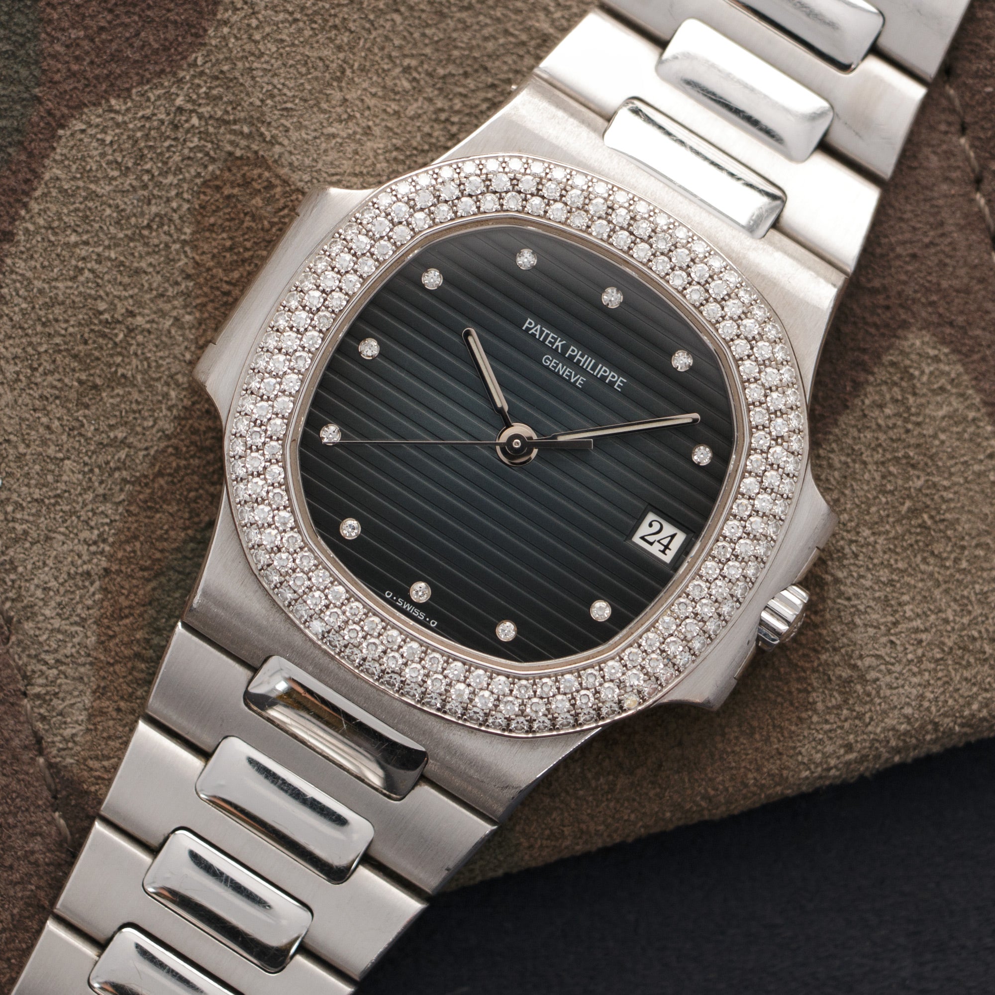 Patek Philippe - Patek Philippe White Gold Nautilus Diamond Watch Ref. 3800 - The Keystone Watches