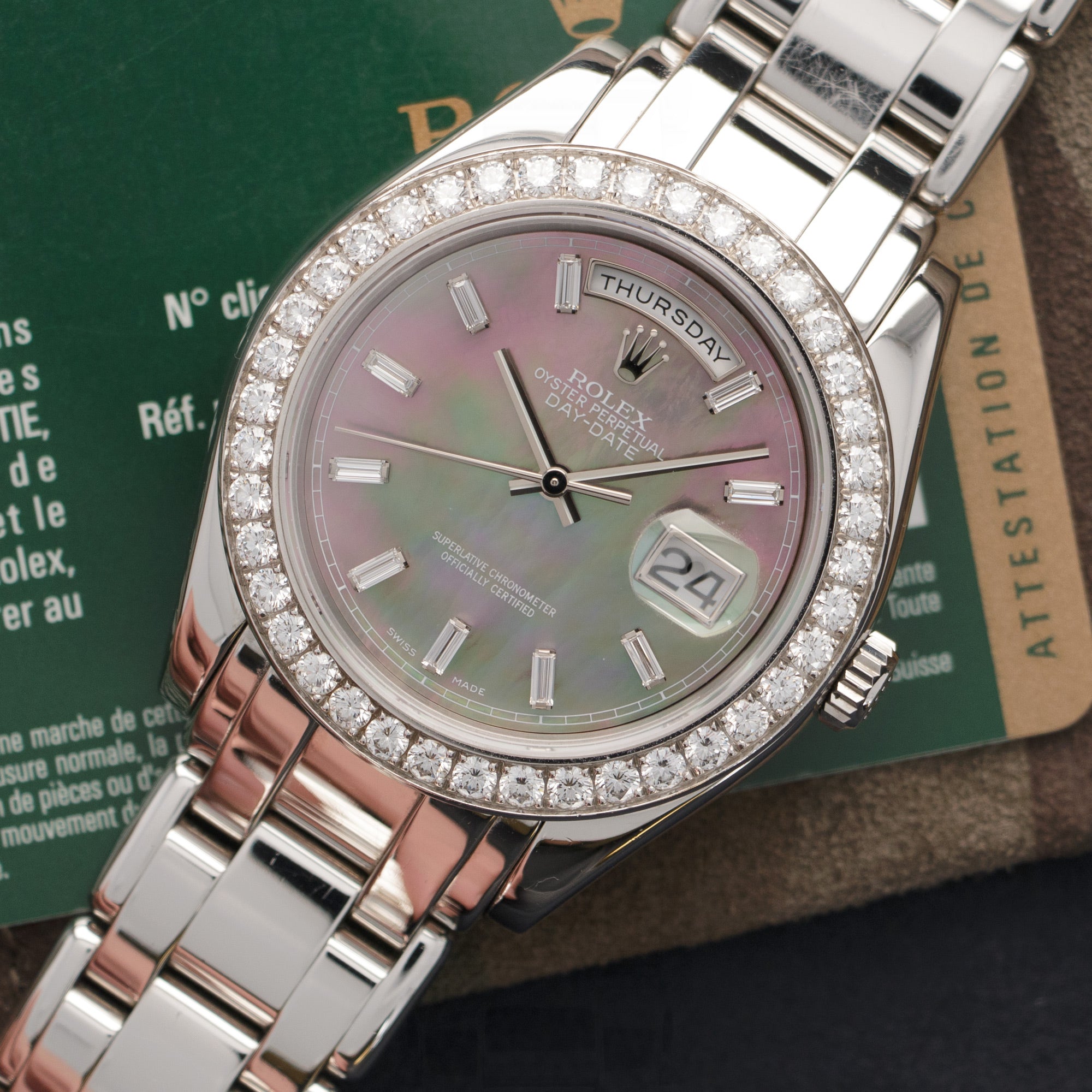 Rolex - Rolex Platinum Day-Date Masterpiece Baguette Diamond Watch Ref. 18946 - The Keystone Watches