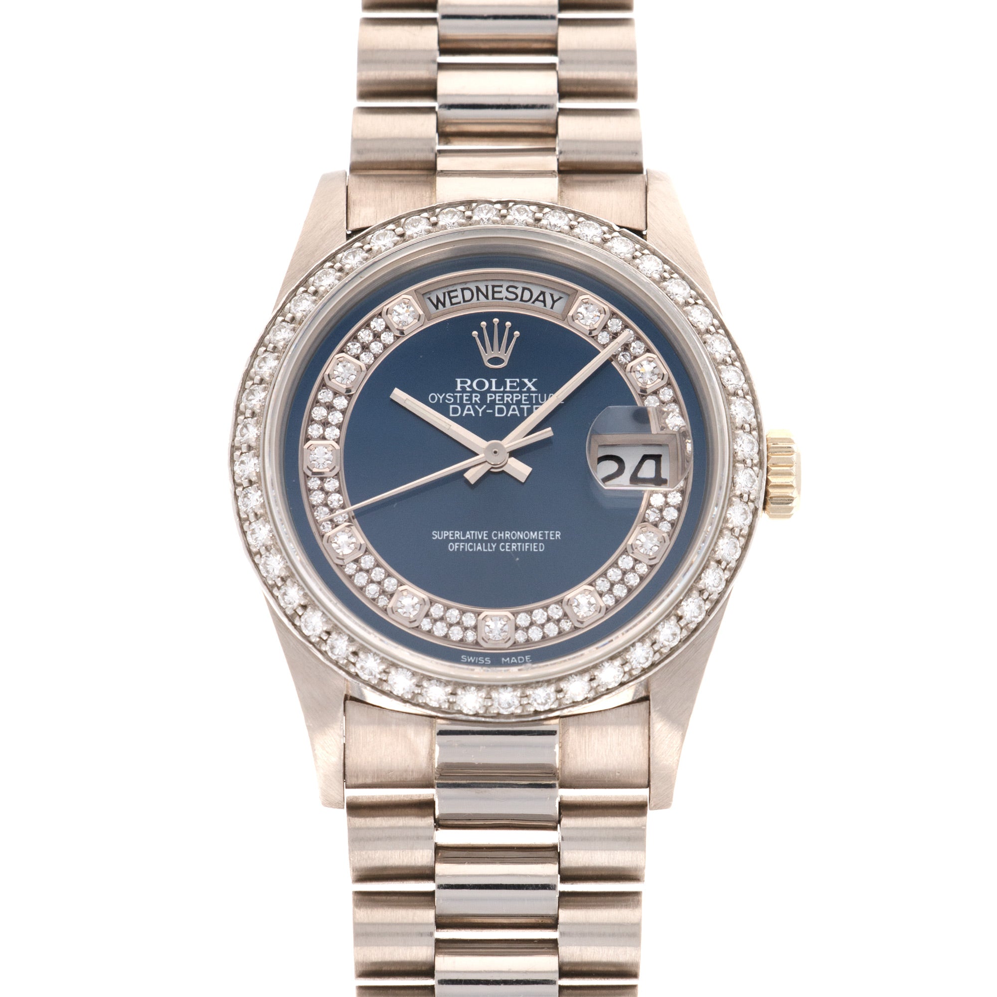 Rolex - Rolex White Gold Day-Date Diamond Watch Ref. 18049 - The Keystone Watches