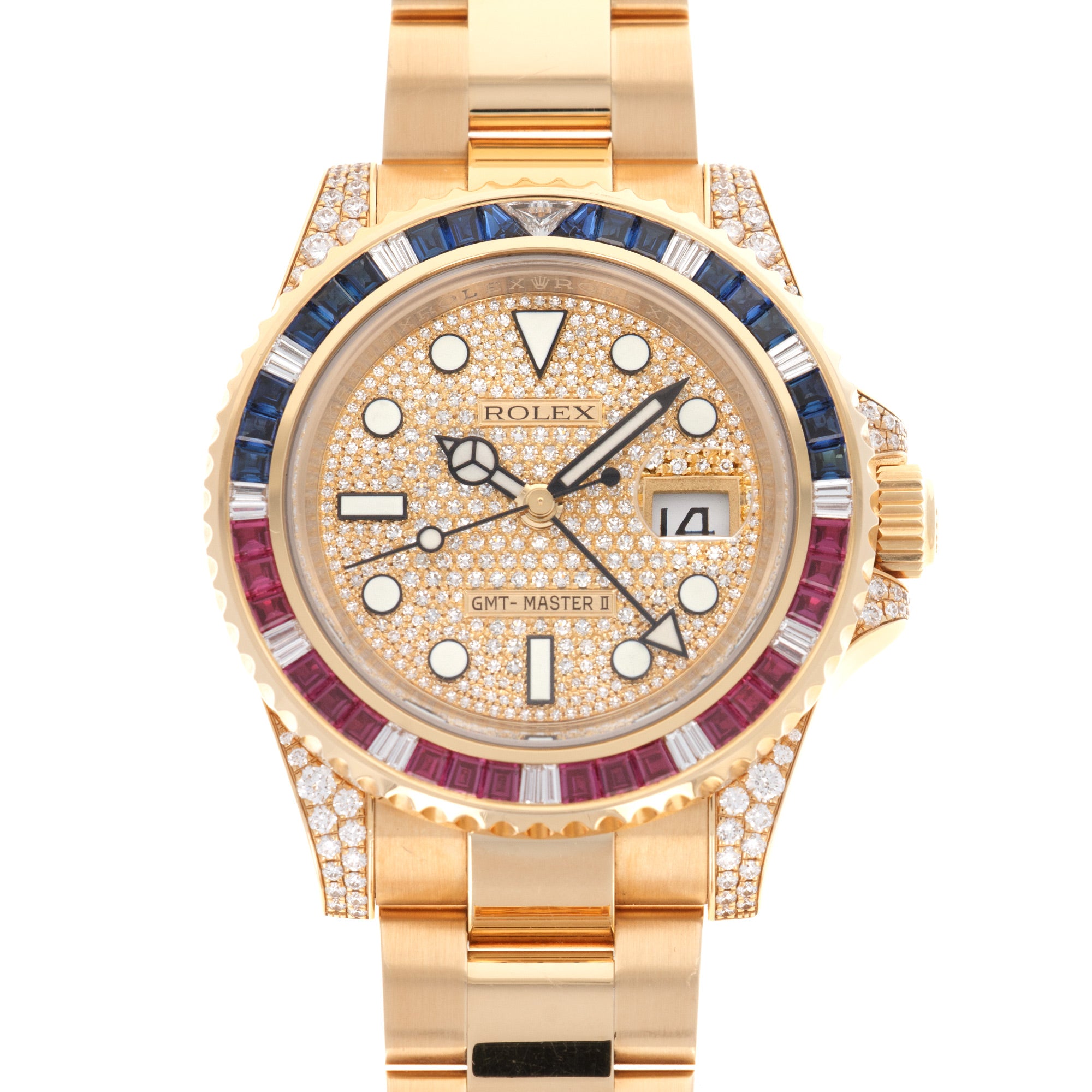 Rolex - Rolex Yellow Gold GMT-Master II Diamond Sapphire Ruby Watch Ref. 116758 - The Keystone Watches