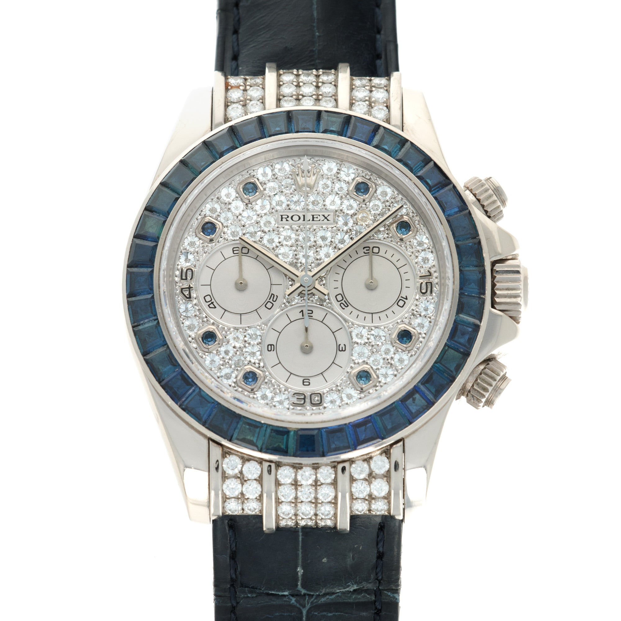 Rolex - Rolex White Gold Daytona Zenith Diamond & Sapphire Watch Ref. 16599 - The Keystone Watches