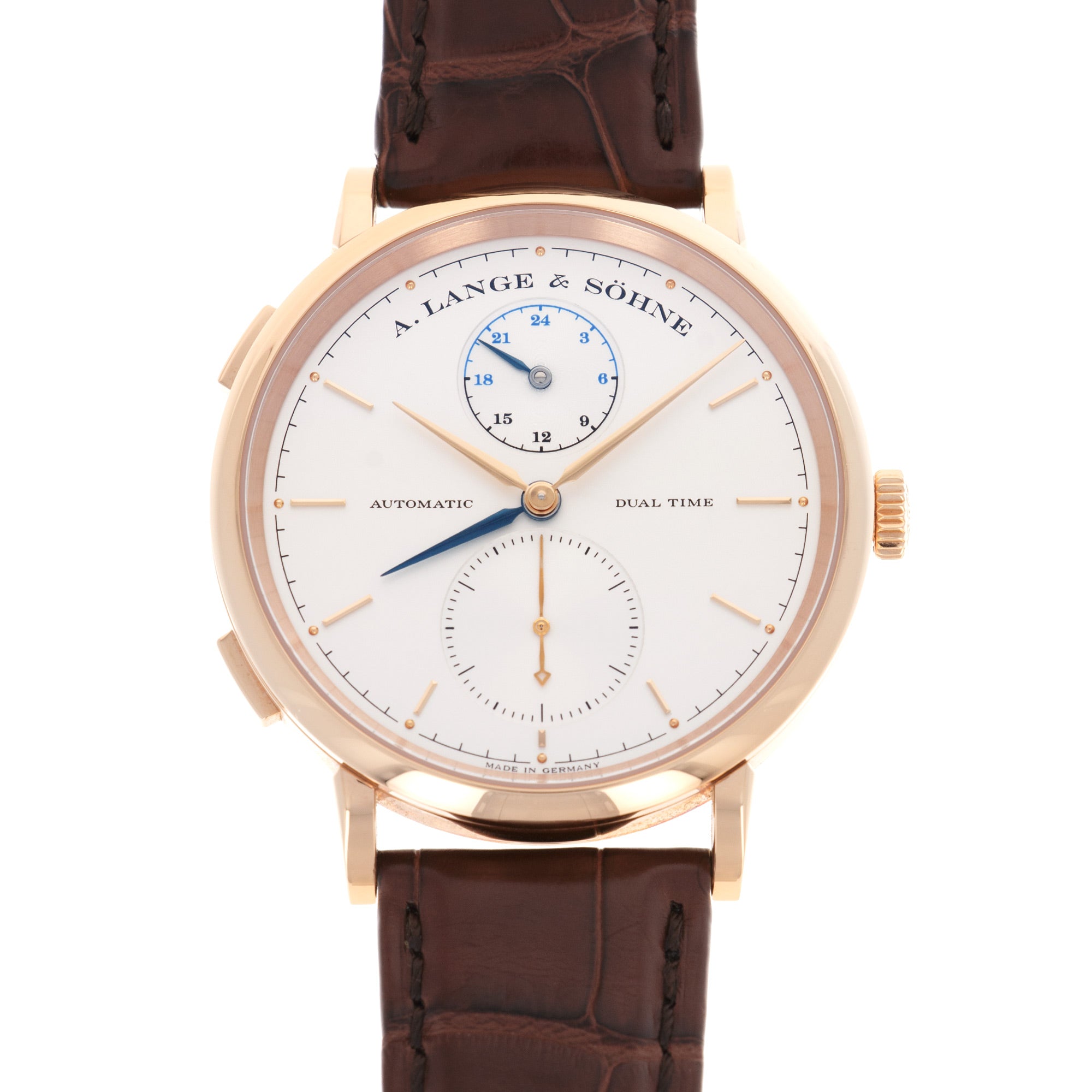 A. Lange & Sohne - A Lange & Sohne Rose Gold Saxonia Dual Time Watch Ref. 385.032 - The Keystone Watches