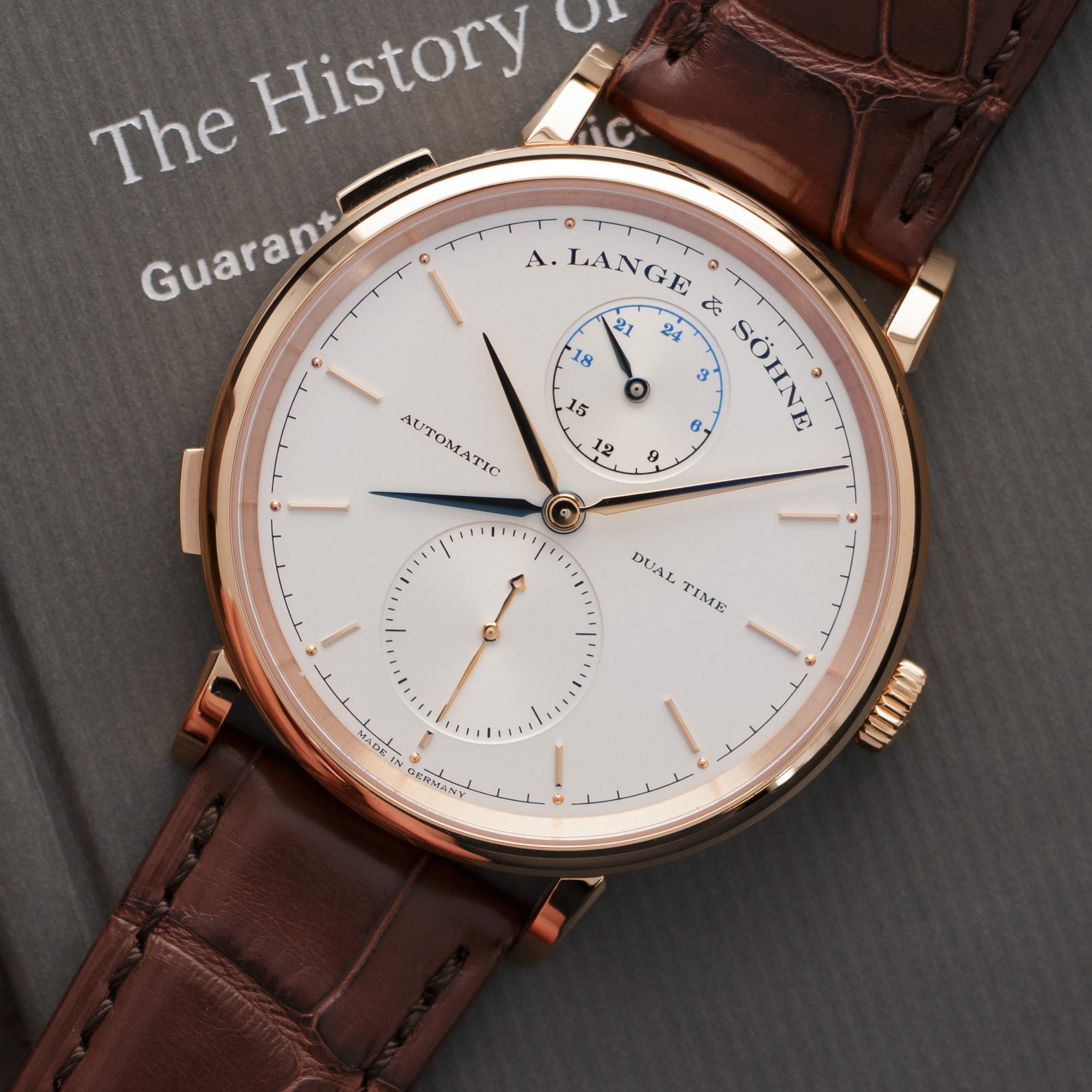 A. Lange & Sohne - A Lange & Sohne Rose Gold Saxonia Dual Time Watch Ref. 385.032 - The Keystone Watches