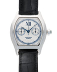 Cartier - Cartier White Gold Tortue Monopoussoir Chronograph Watch Ref. 2396 with Original Box and Paper - The Keystone Watches