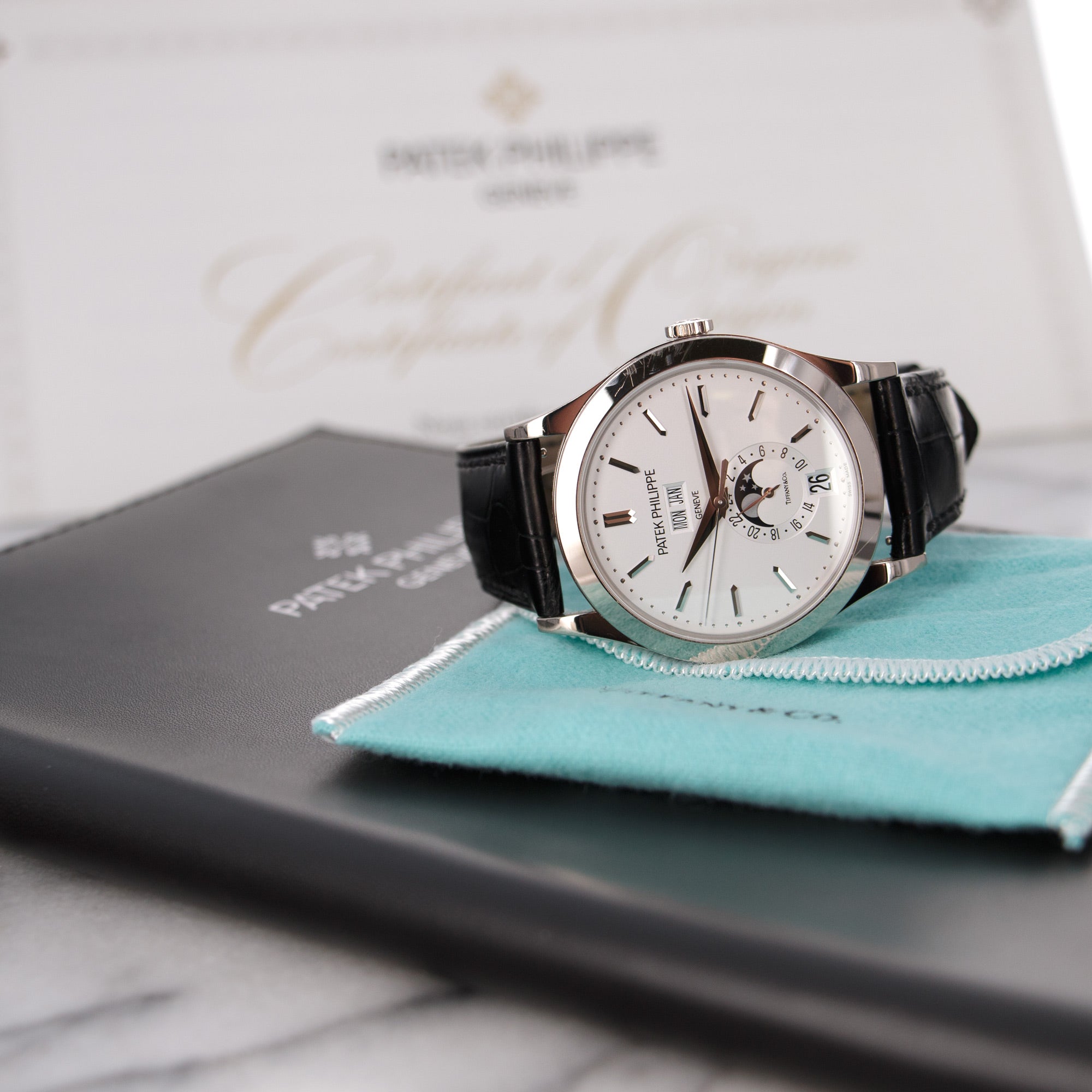 Patek Philippe - Patek Philippe White Gold Annual Calendar Watch, Ref. 5396. Retailed by Tiffany & Co. - The Keystone Watches