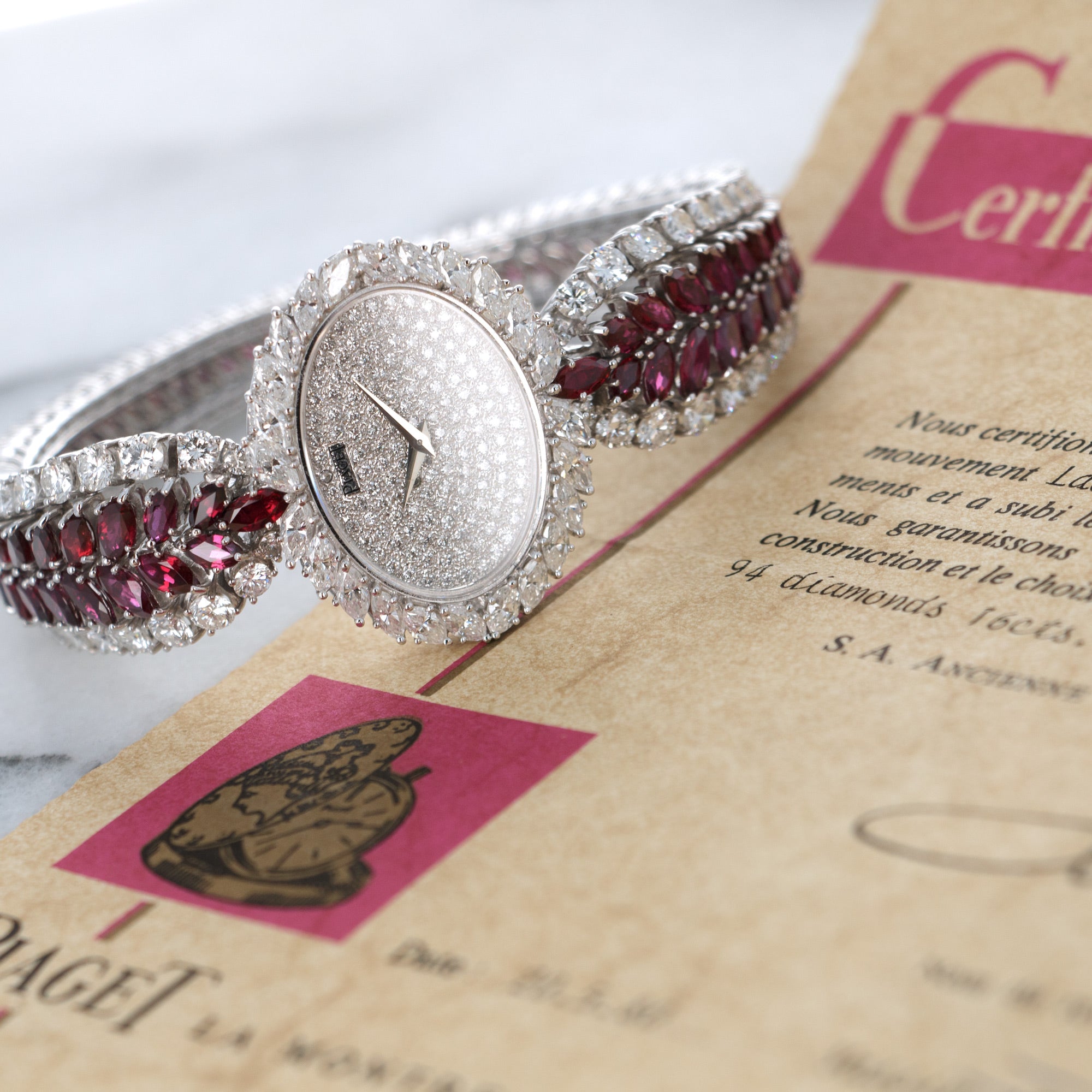Piaget - Piaget White Gold Diamond & Ruby Bracelet Watch - The Keystone Watches
