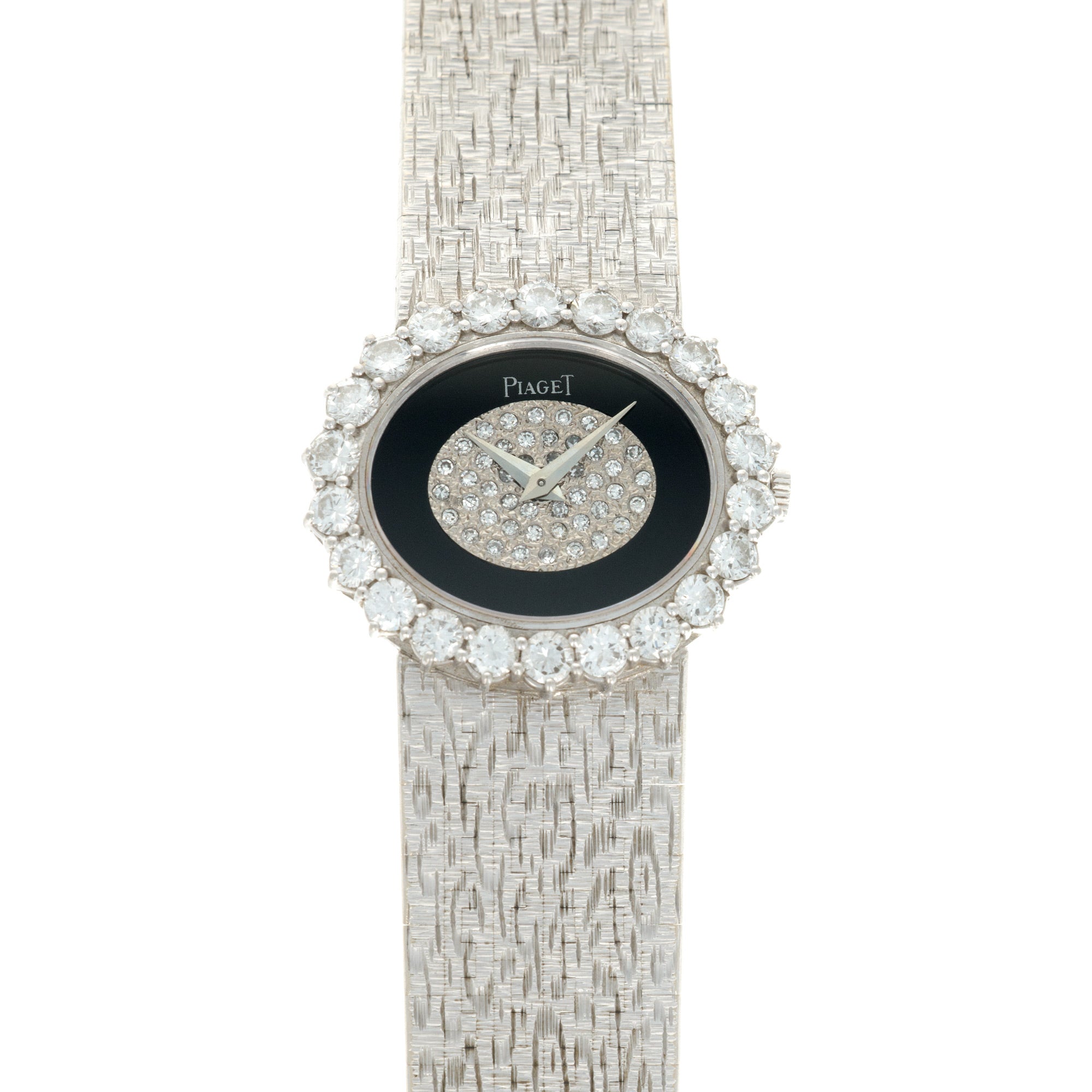 Piaget - Piaget White Gold Diamond Onyx Watch, 1970s - The Keystone Watches