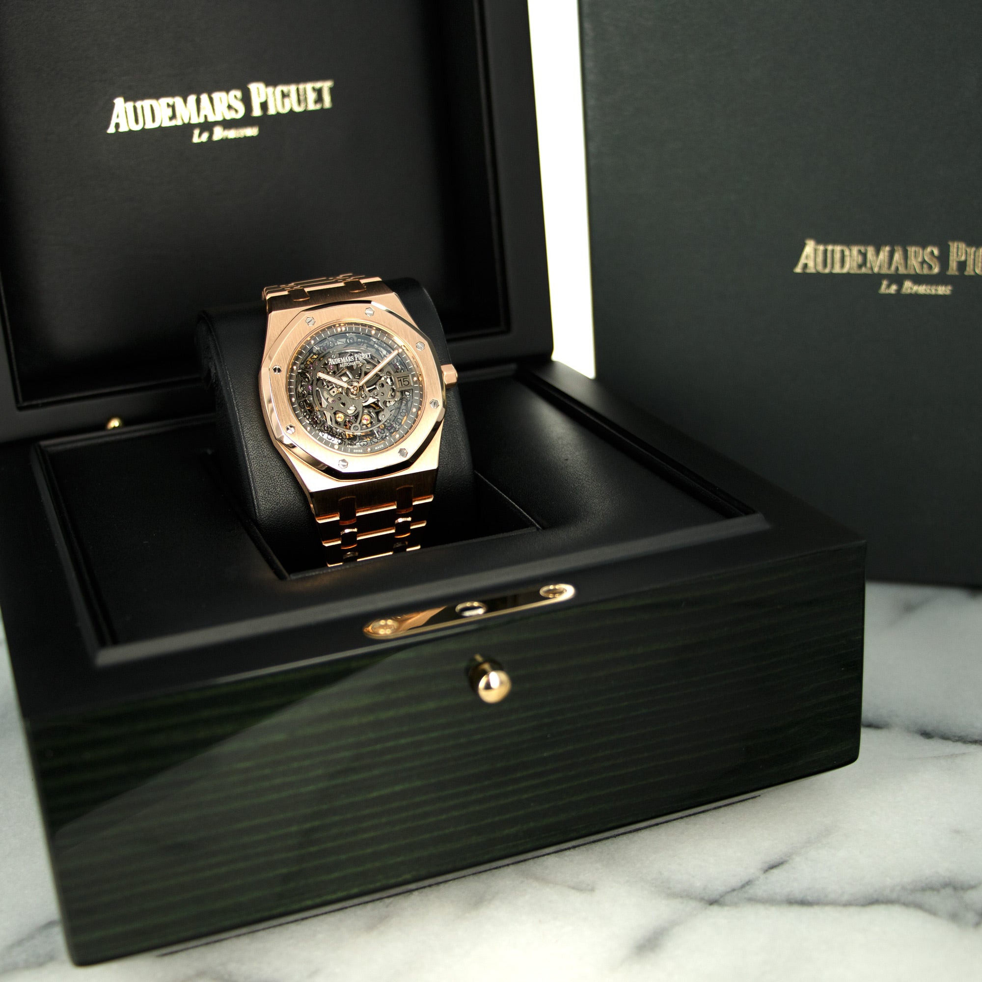 Audemars Piguet - Audemars Piguet Rose Gold Royal Oak Openworked Skeleton Watch Ref. 15204 - The Keystone Watches