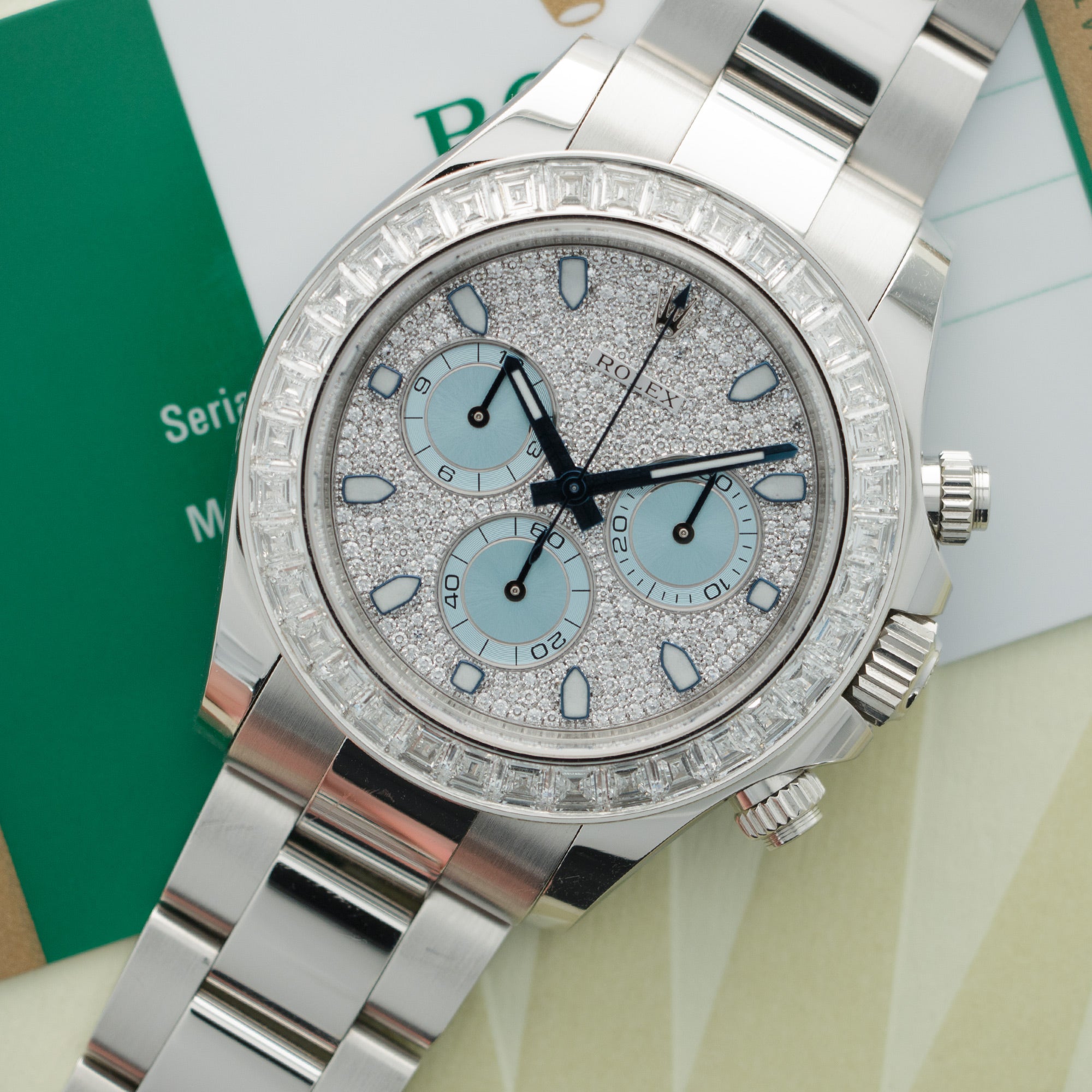 Rolex Platinum Cosmograph Daytona Baguette Diamond Watch Ref. 116576