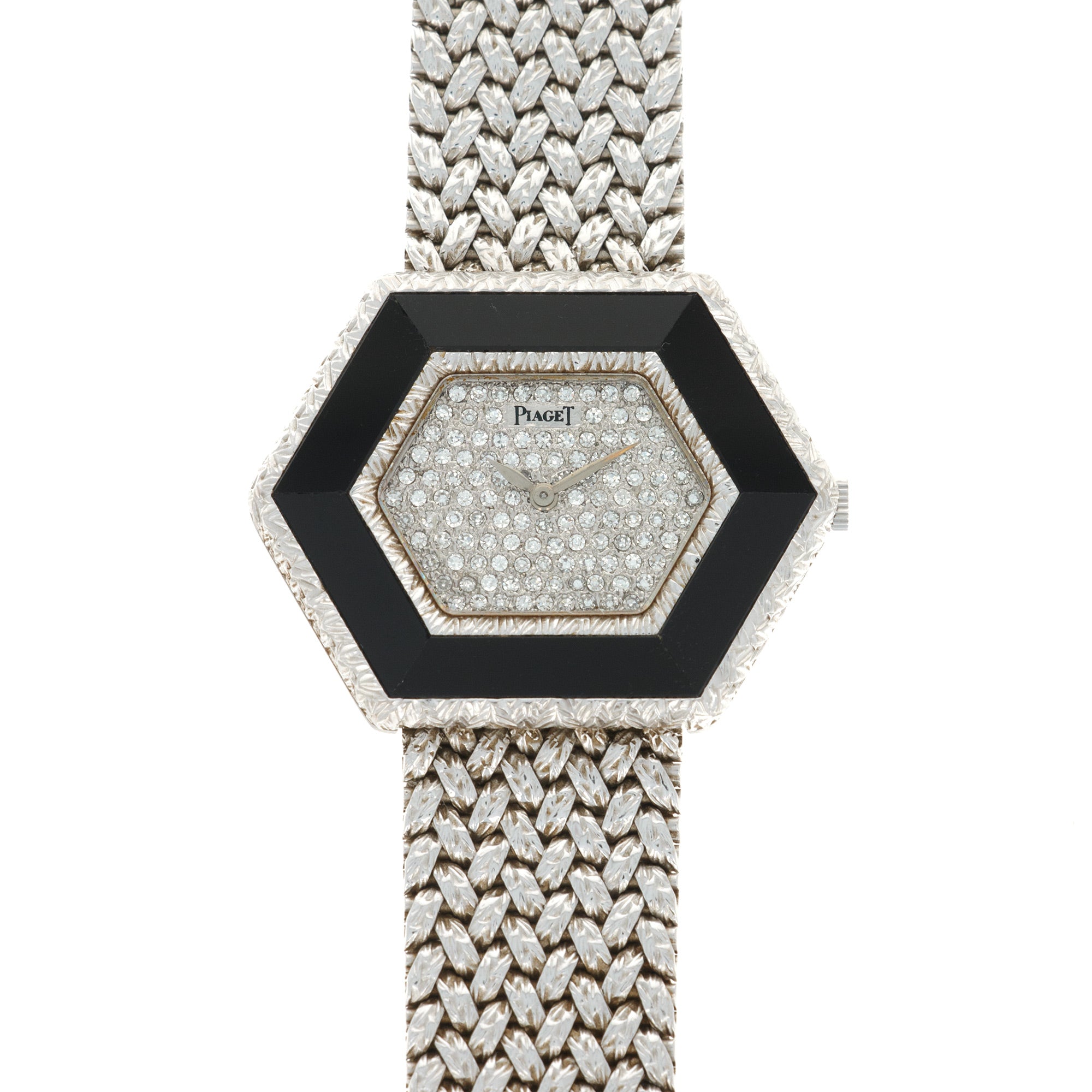 Piaget - Piaget White Gold Onyx & Diamond Watch, 1970s - The Keystone Watches