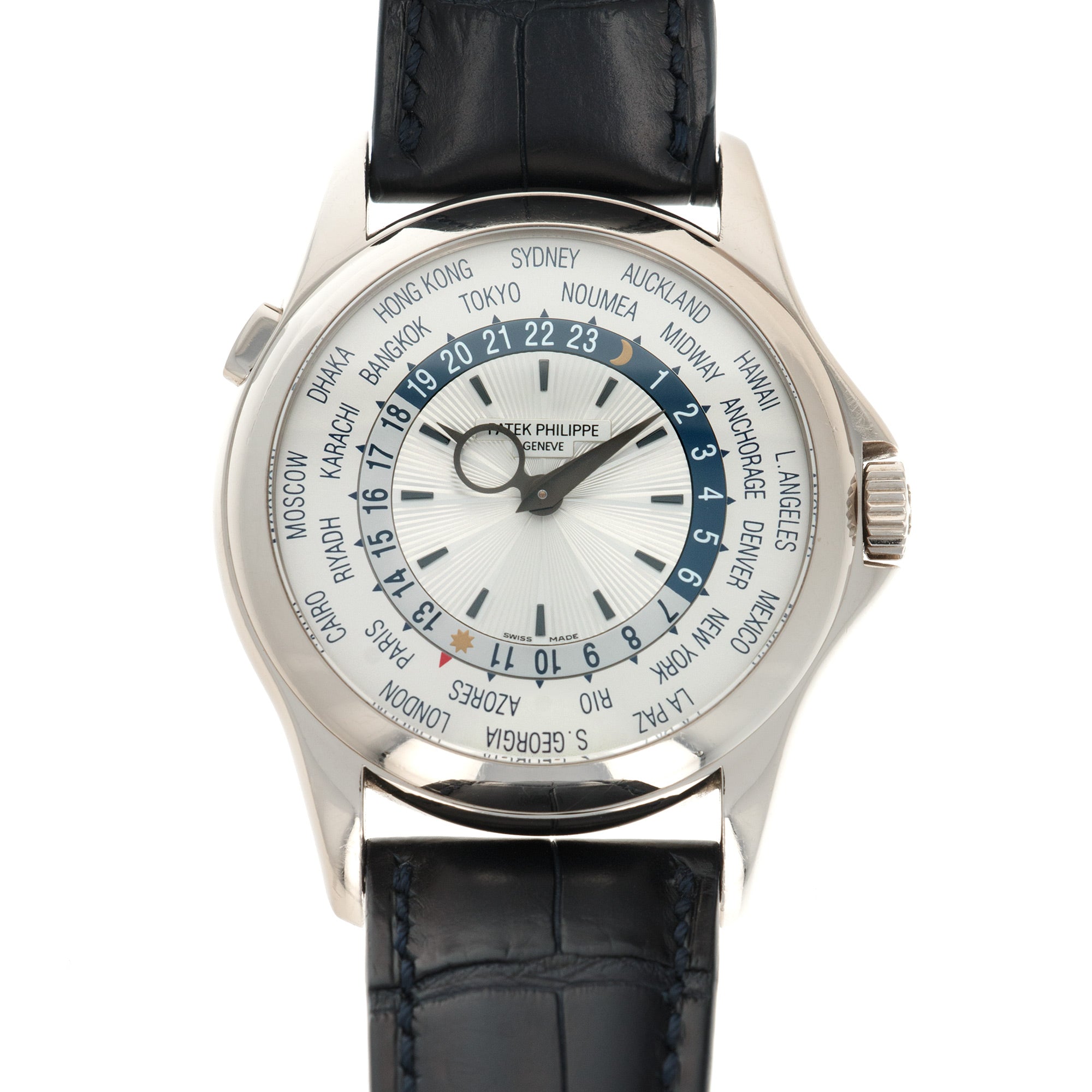 Patek Philippe - Patek Philippe White Gold World Time Ref. 5130, with Original Box and Papers - The Keystone Watches