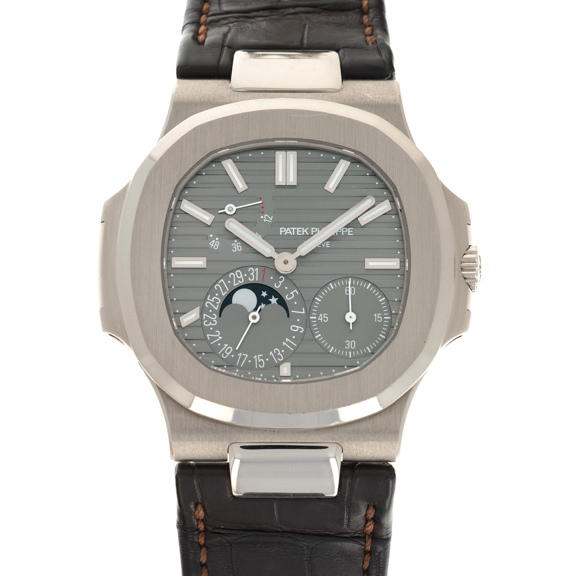 Patek Philippe - Patek Philippe White Gold Nautilus Moonphase Watch Ref. 5712 - The Keystone Watches