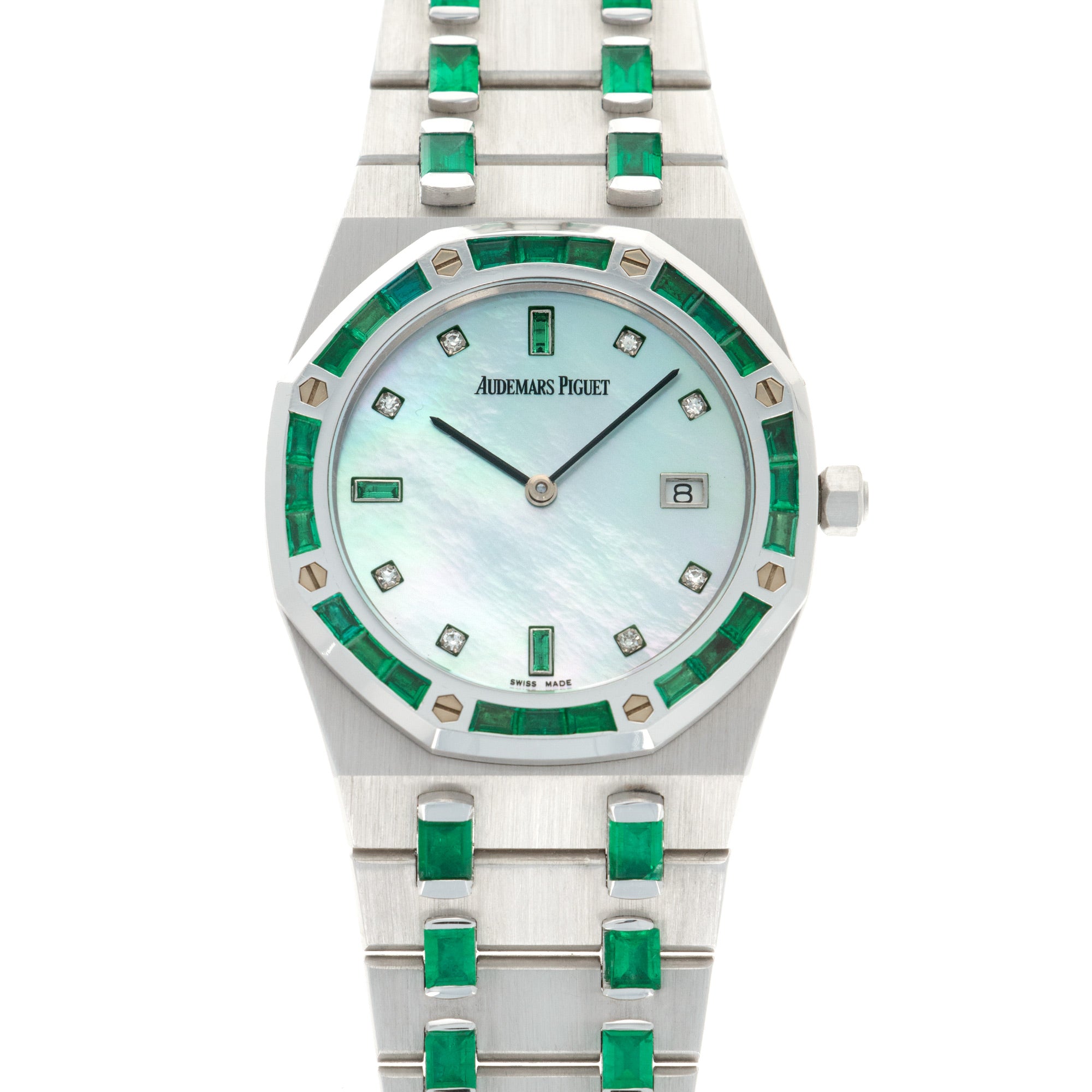 Audemars Piguet - Audemars Piguet White Gold Emerald & Diamond Royal Oak Watch Ref. 56752 - The Keystone Watches
