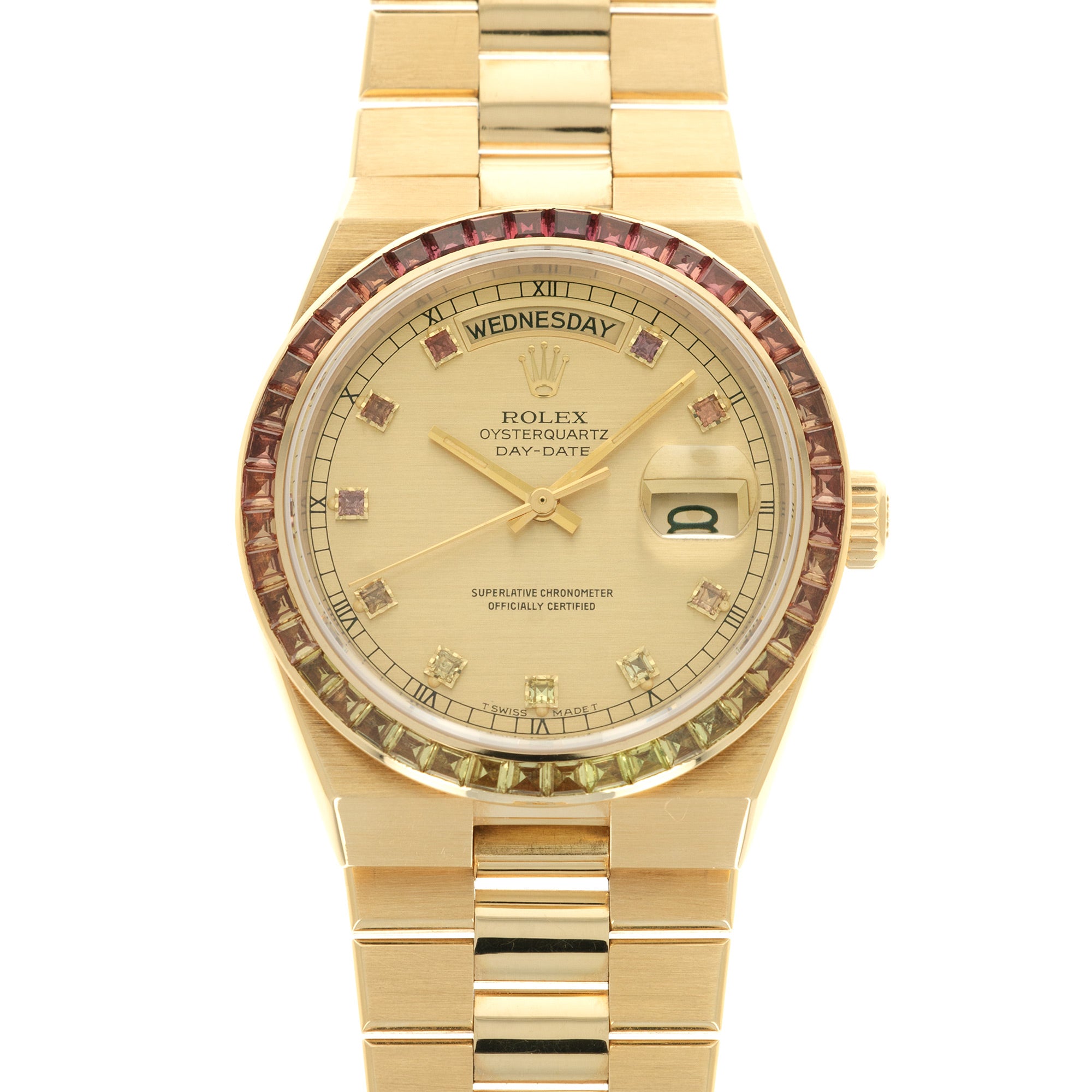Rolex - Rolex Yellow Gold Oysterquartz Rainbow Watch Ref. 19158 with Original Box and Papers - The Keystone Watches