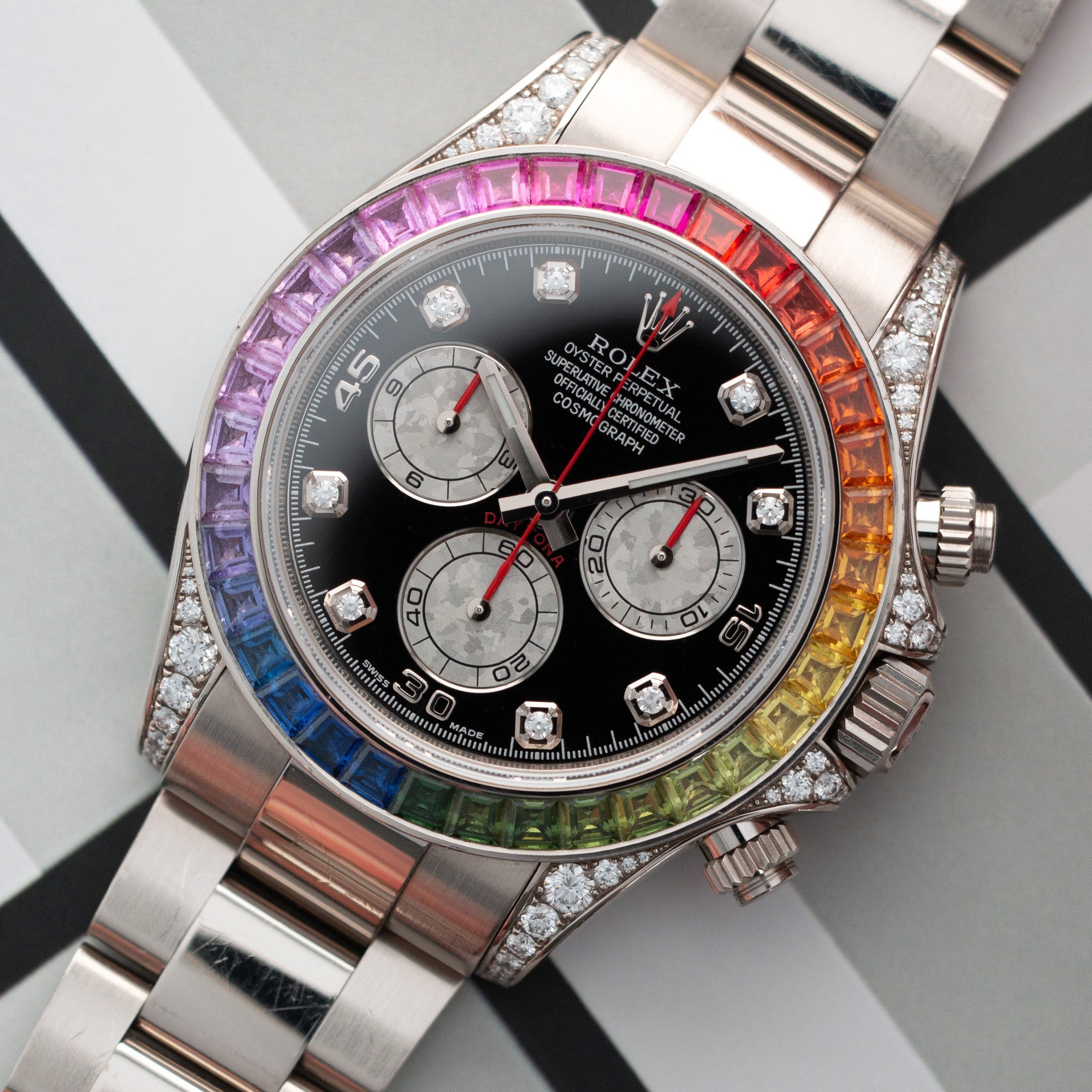 Rolex White Gold Cosmograph Rainbow Daytona Watch 116599