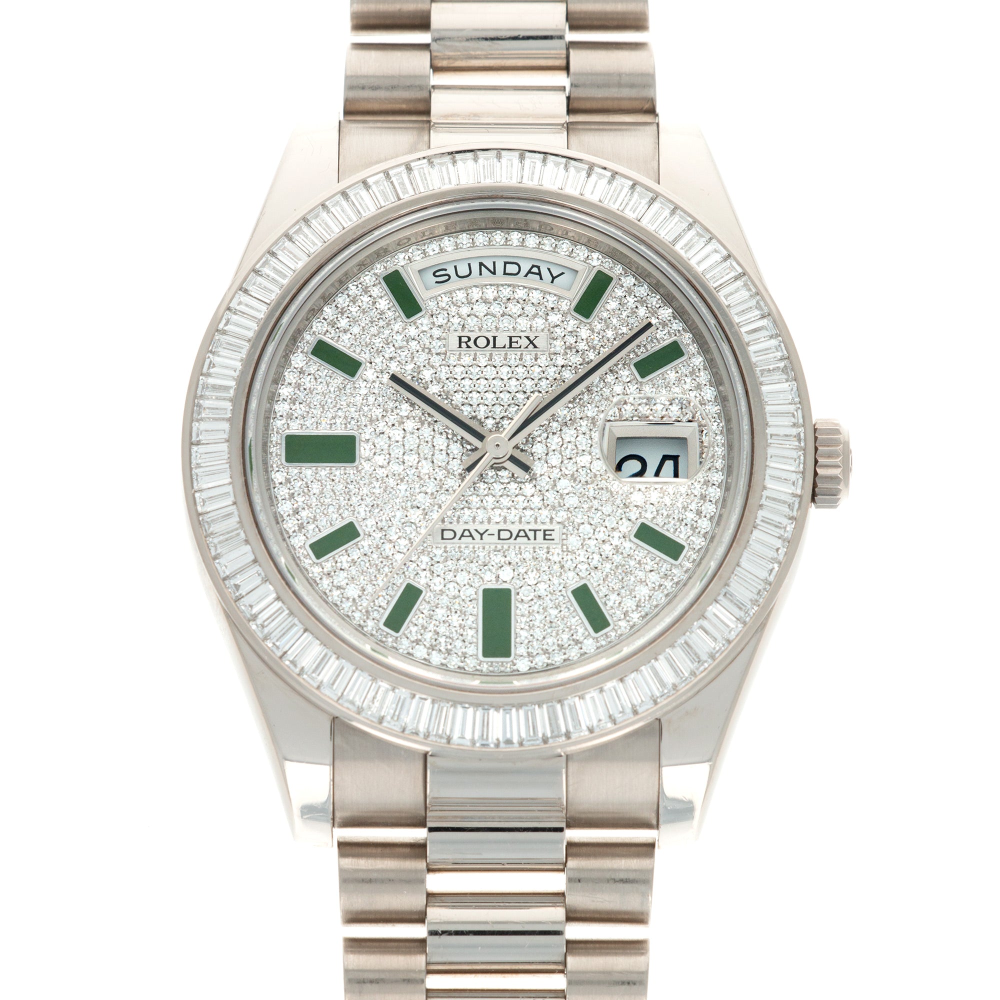 Rolex - Rolex White Gold Day-Date Baguette Diamond Watch Ref. 218399 - The Keystone Watches