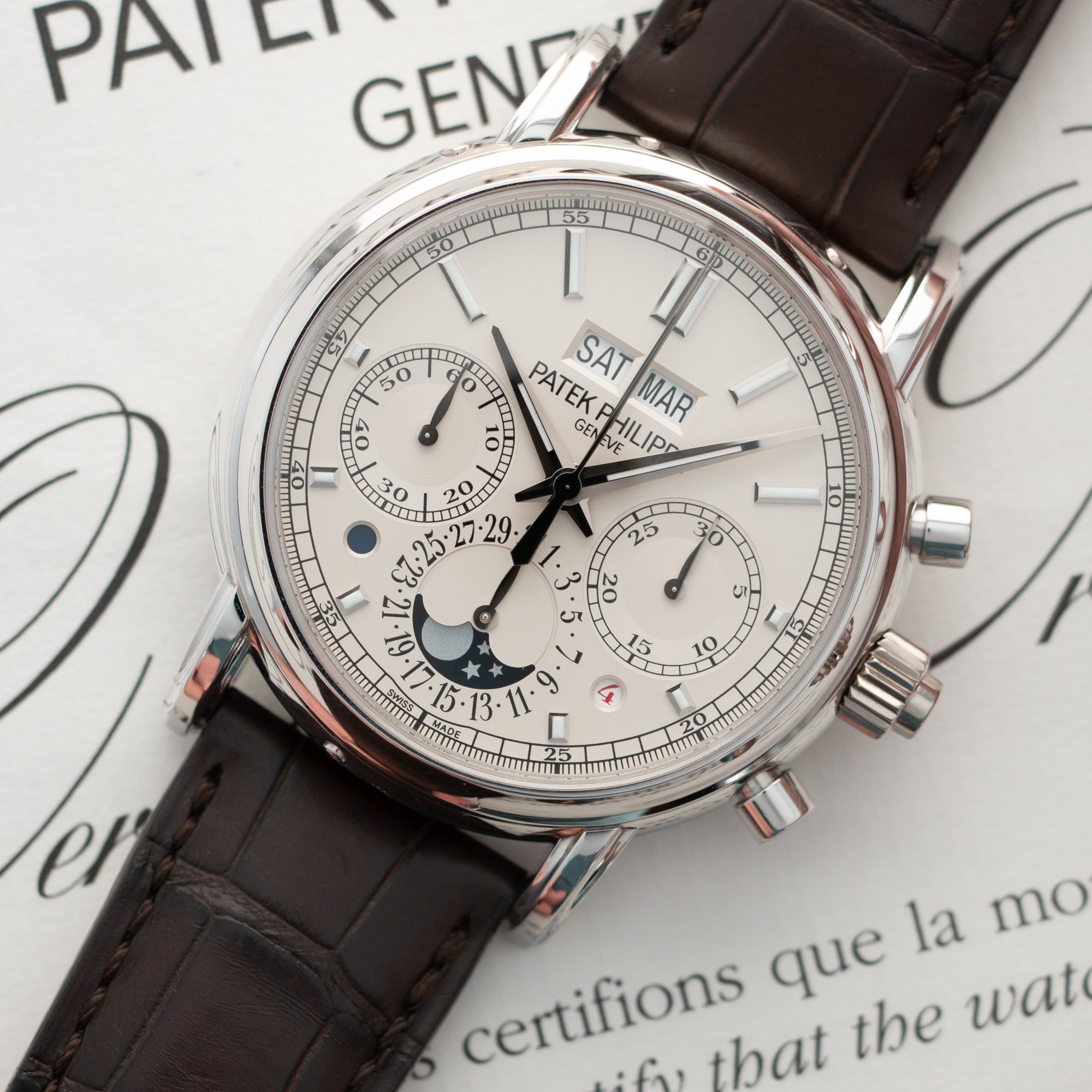 Patek Philippe - Patek Philippe Platinum Perpetual Split Seconds Chrono Watch Ref. 5204 - The Keystone Watches