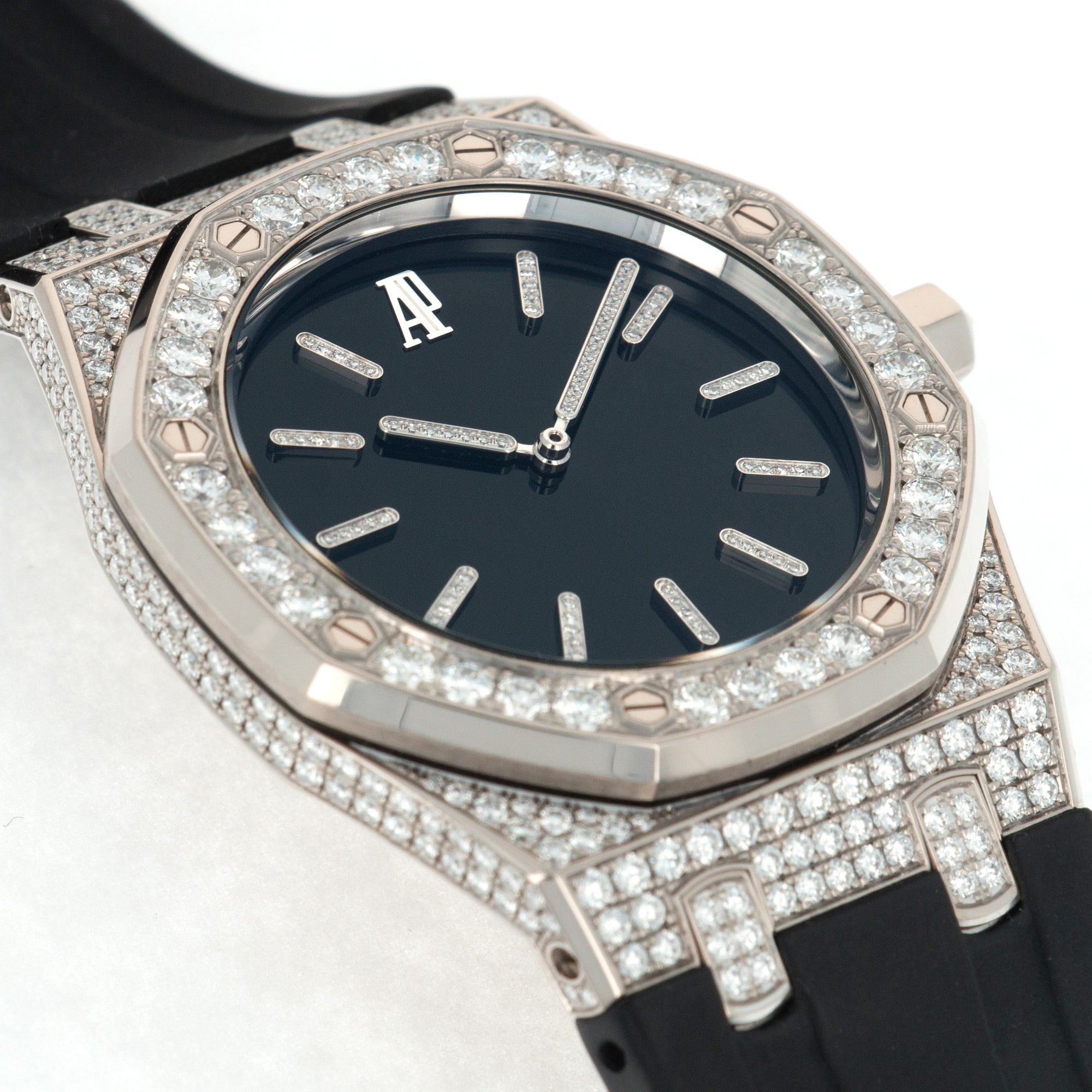 Audemars Piguet - Audemars Piguet White Gold Royal Oak Tuxedo Diamond Watch - The Keystone Watches