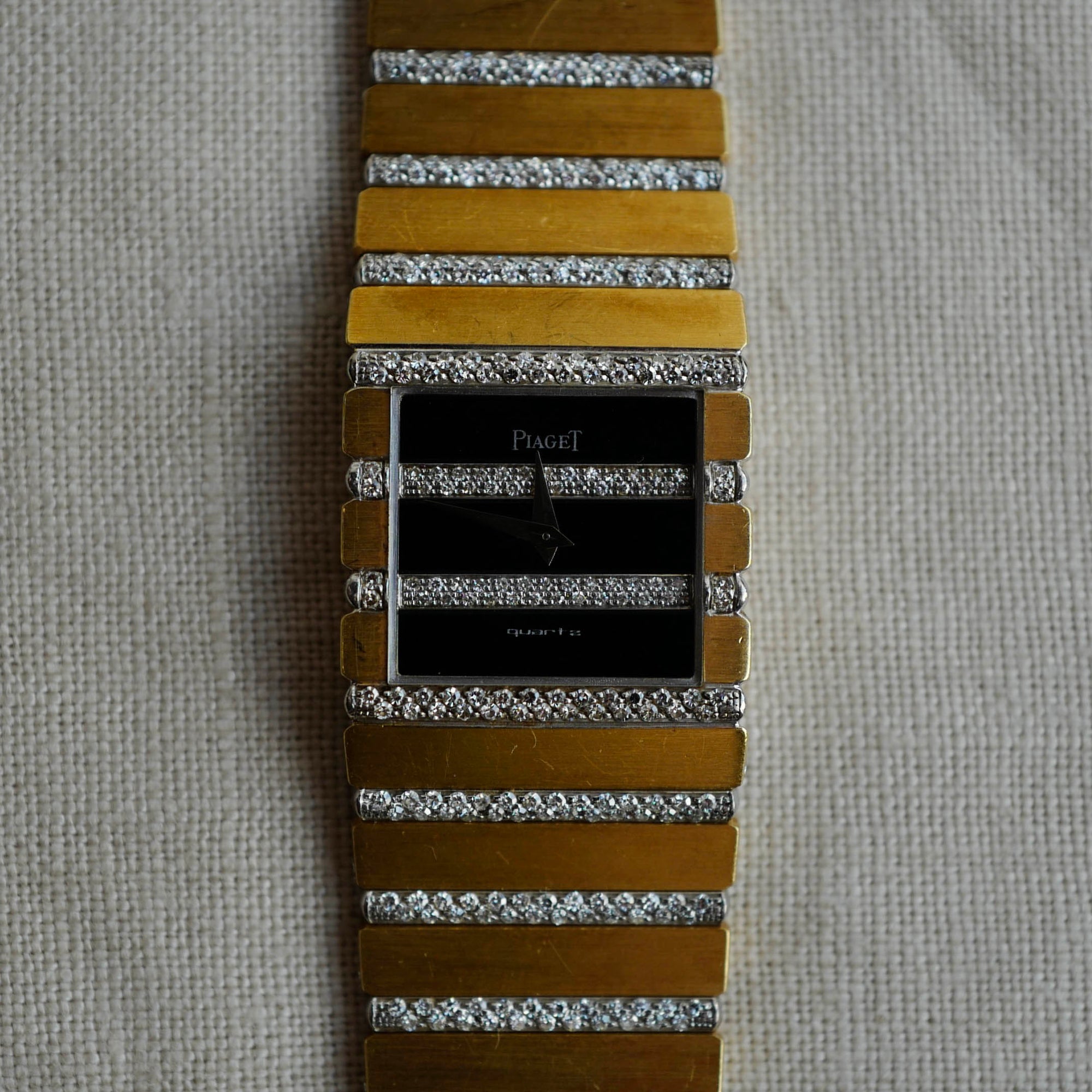 Piaget - Piaget White Gold and Yellow Gold Watch with Black and Diamond Dial Ref. 7131 - The Keystone Watches