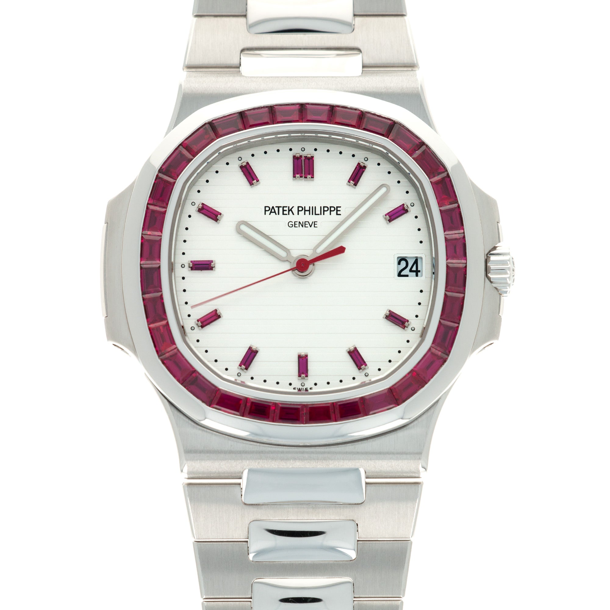 Patek Philippe - Patek Philippe Platinum Nautilus with Baguette Ruby Bezel Ref. 5711 - The Keystone Watches
