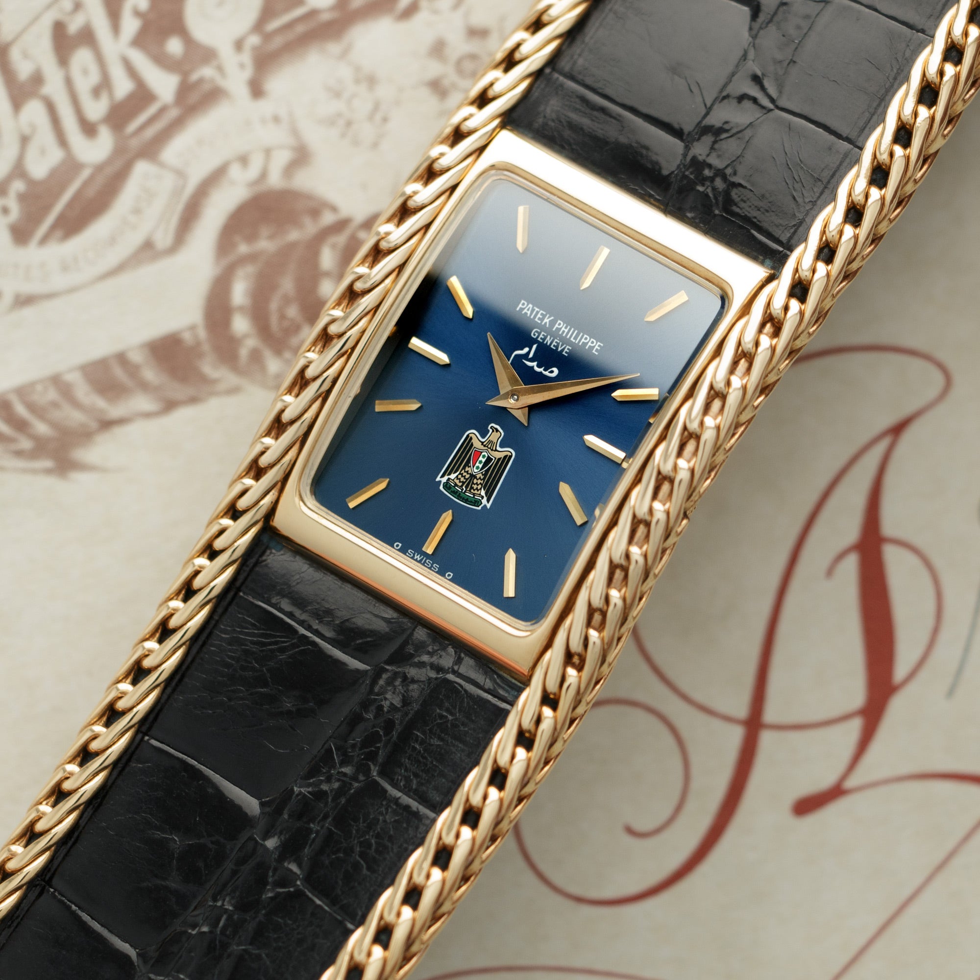 Patek Philippe - Patek Philippe Yellow Gold Bracelet Watch Ref. 4241 with Iraqi Coat of Arms - The Keystone Watches