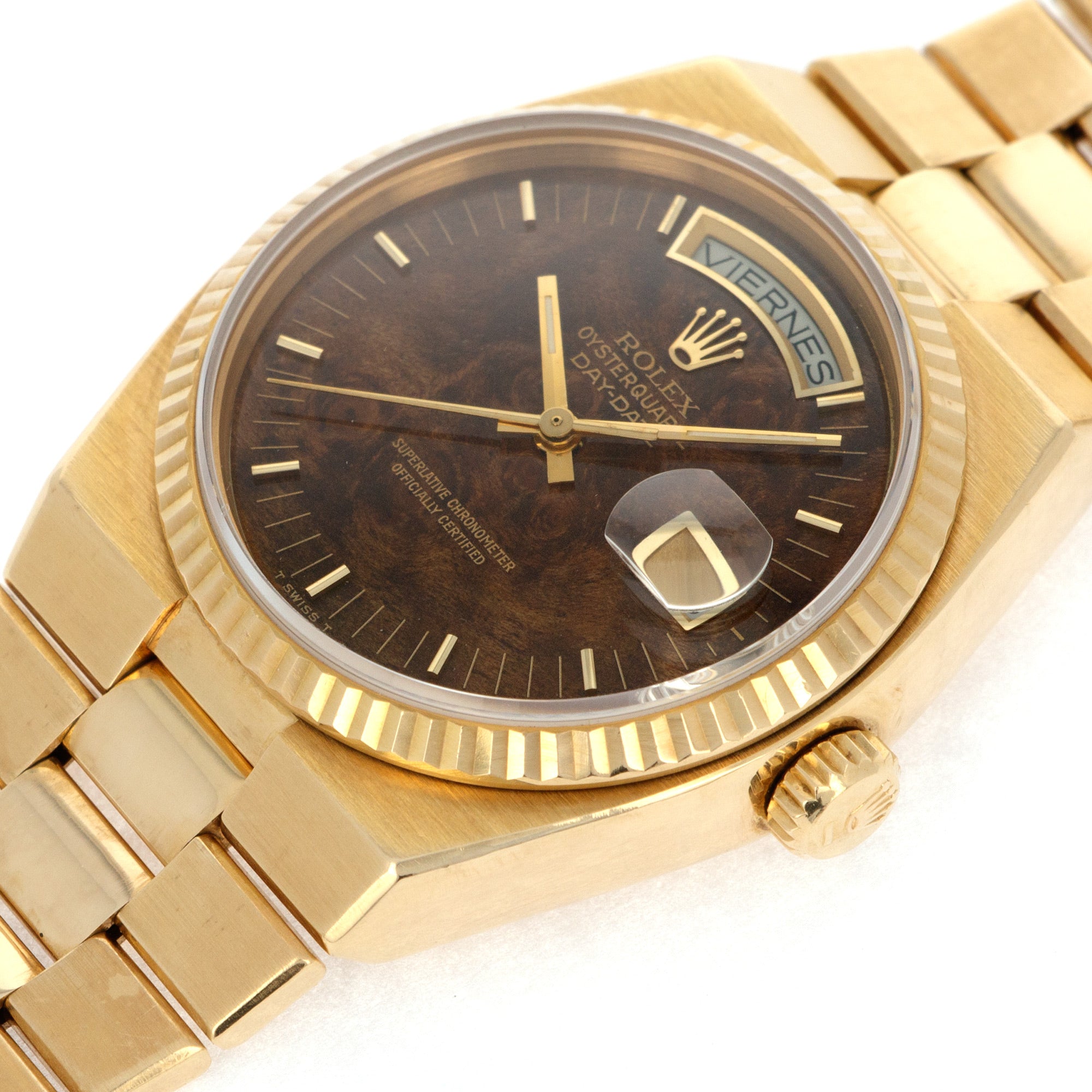 Rolex - Rolex Yellow Gold Day-Date Oysterquartz Ref. 19018 with Wood Dial - The Keystone Watches