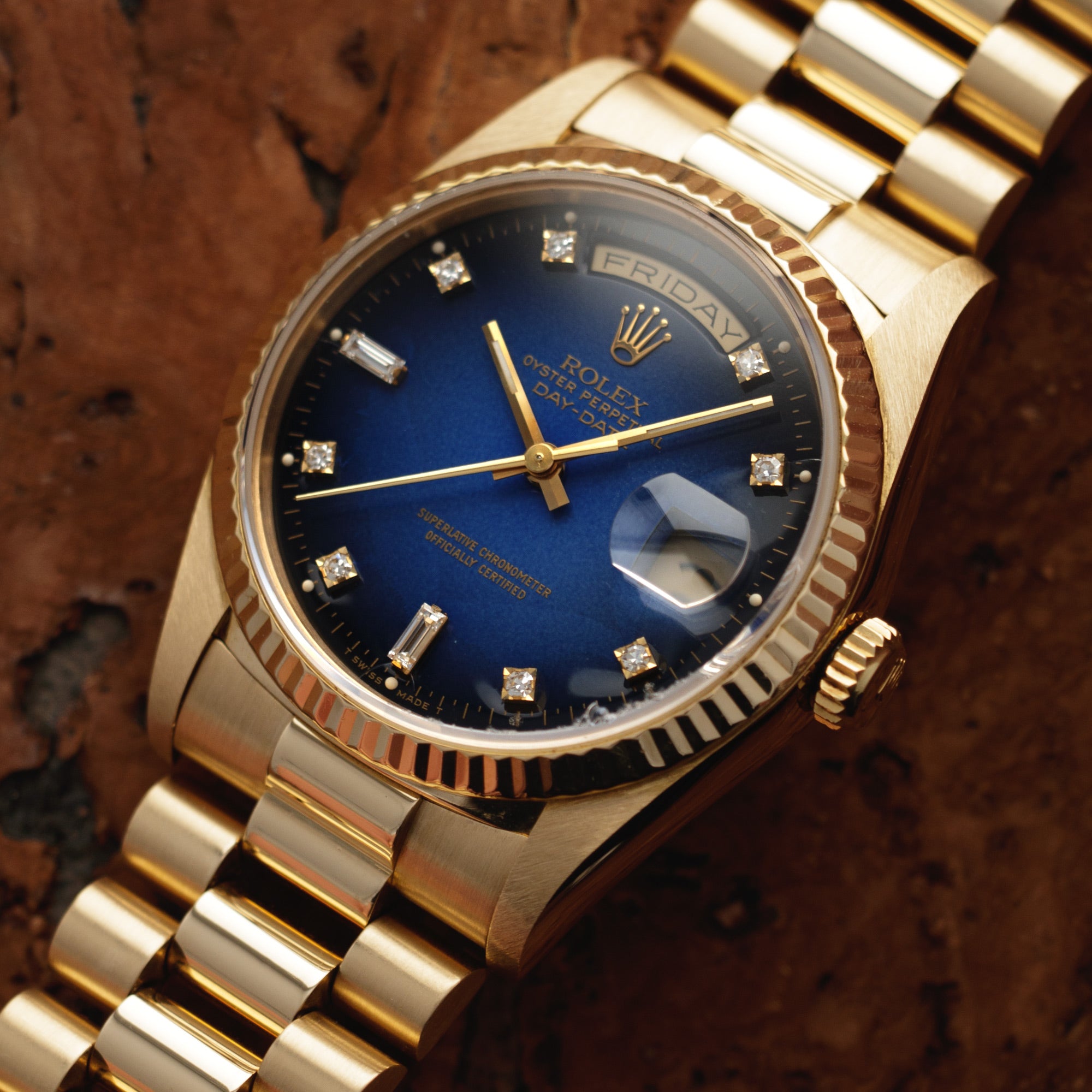 Rolex - Rolex Yellow Gold Day-Date Ref. 18238 with Blue Vignette Dial - The Keystone Watches
