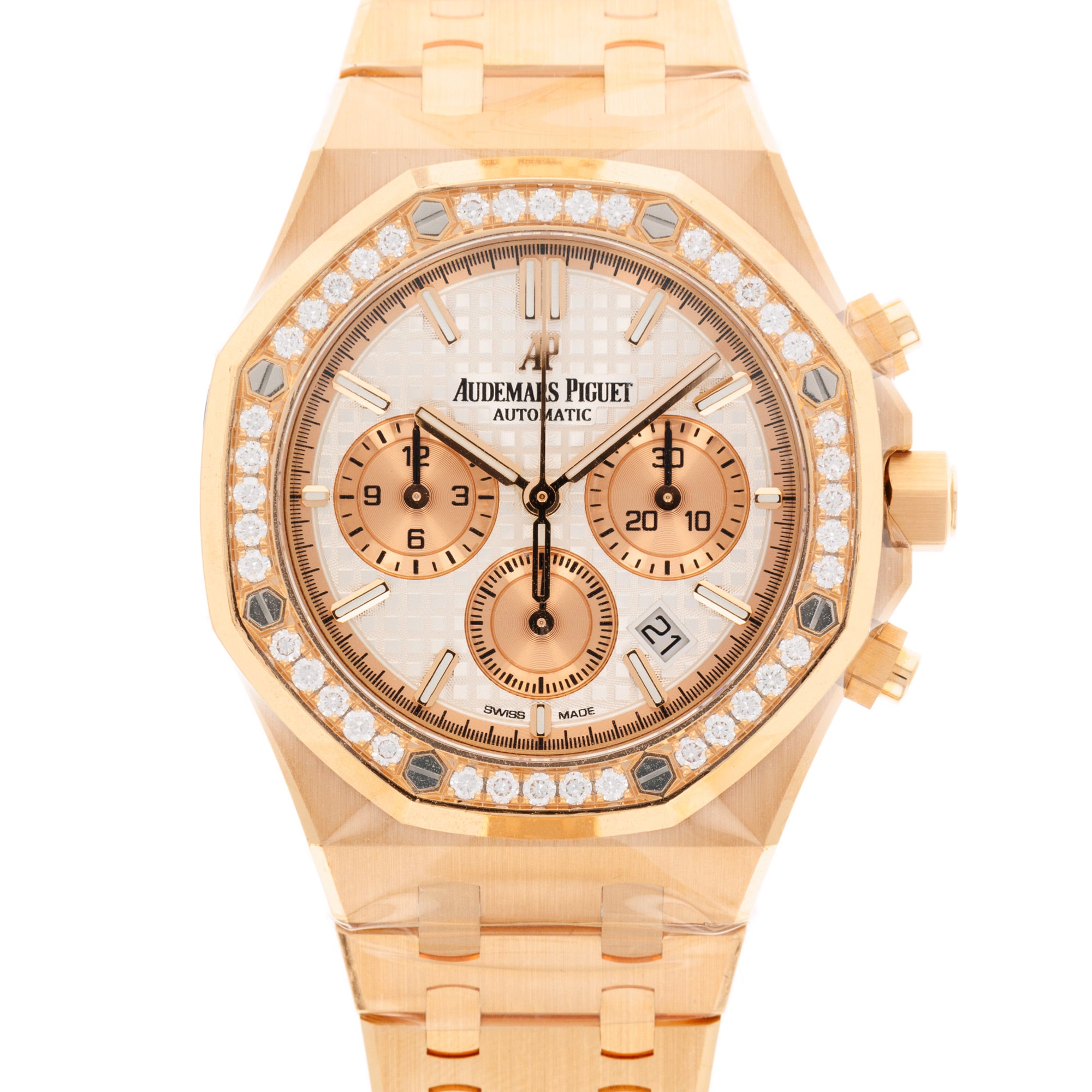 Audemars Piguet - Audemars Piguet Rose Gold Royal Oak Chrono Diamond Watch Ref. 26315 - The Keystone Watches
