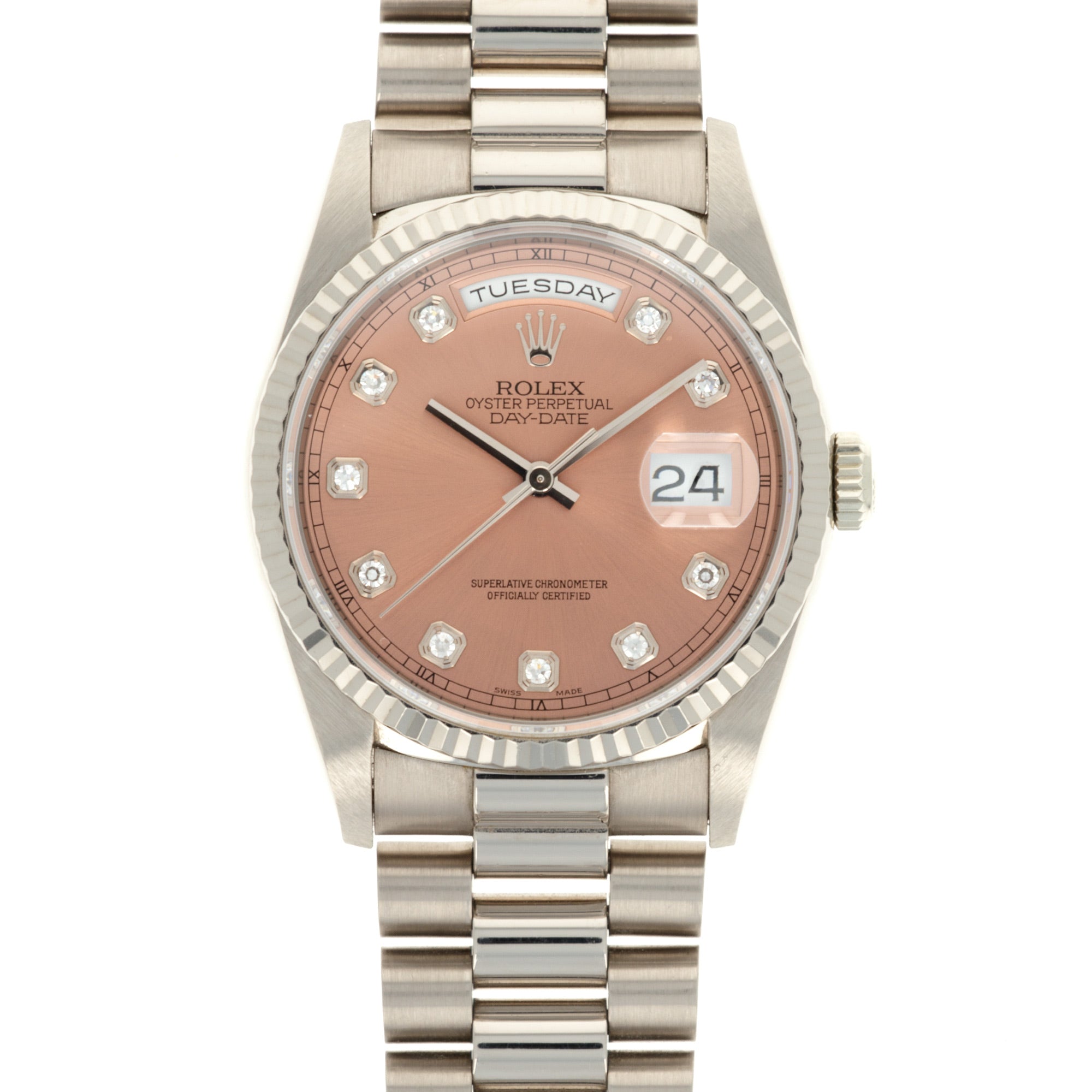 Rolex - Rolex White Gold Day-Date Ref. 18239 with Salmon Dial - The Keystone Watches