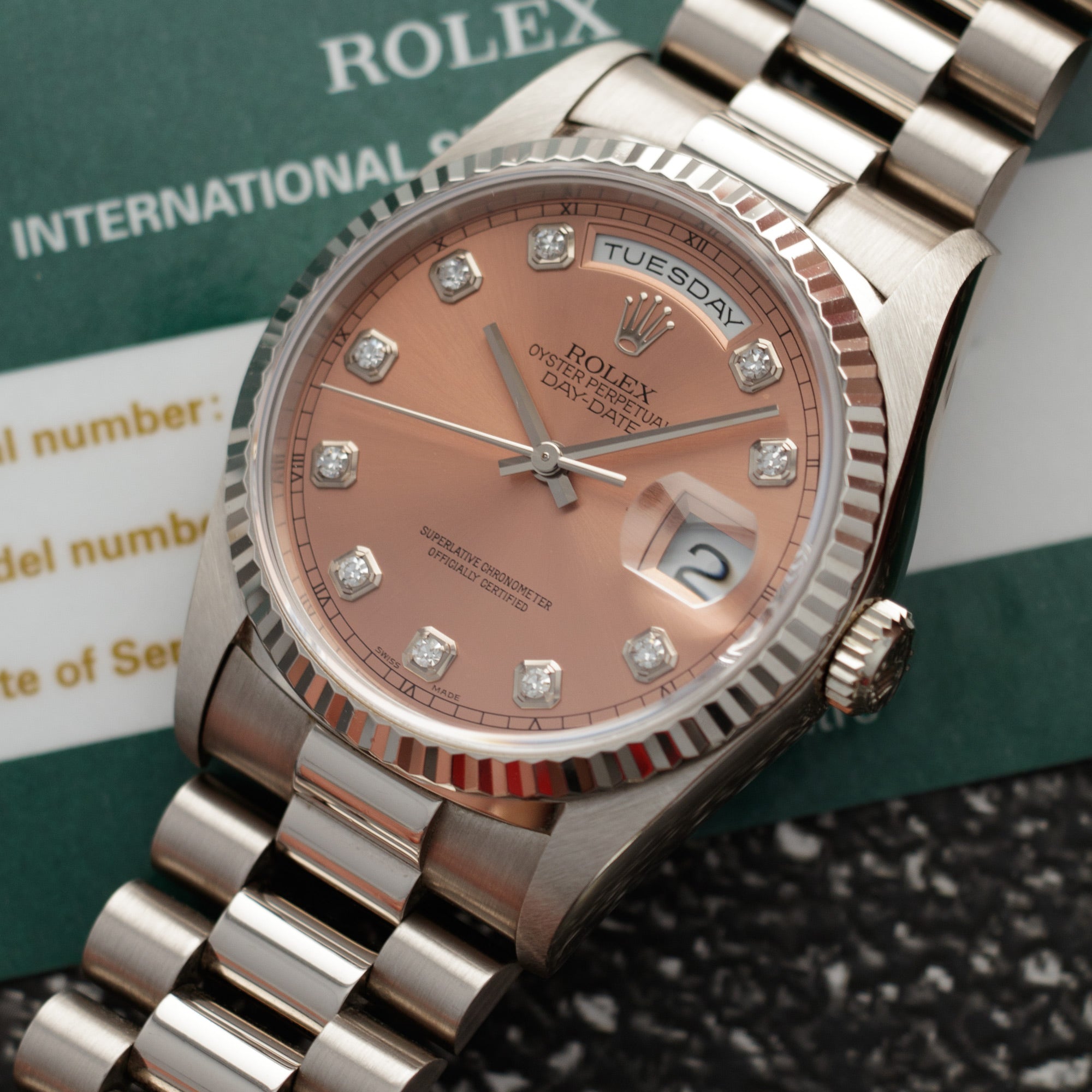 Rolex - Rolex White Gold Day-Date Ref. 18239 with Salmon Dial - The Keystone Watches