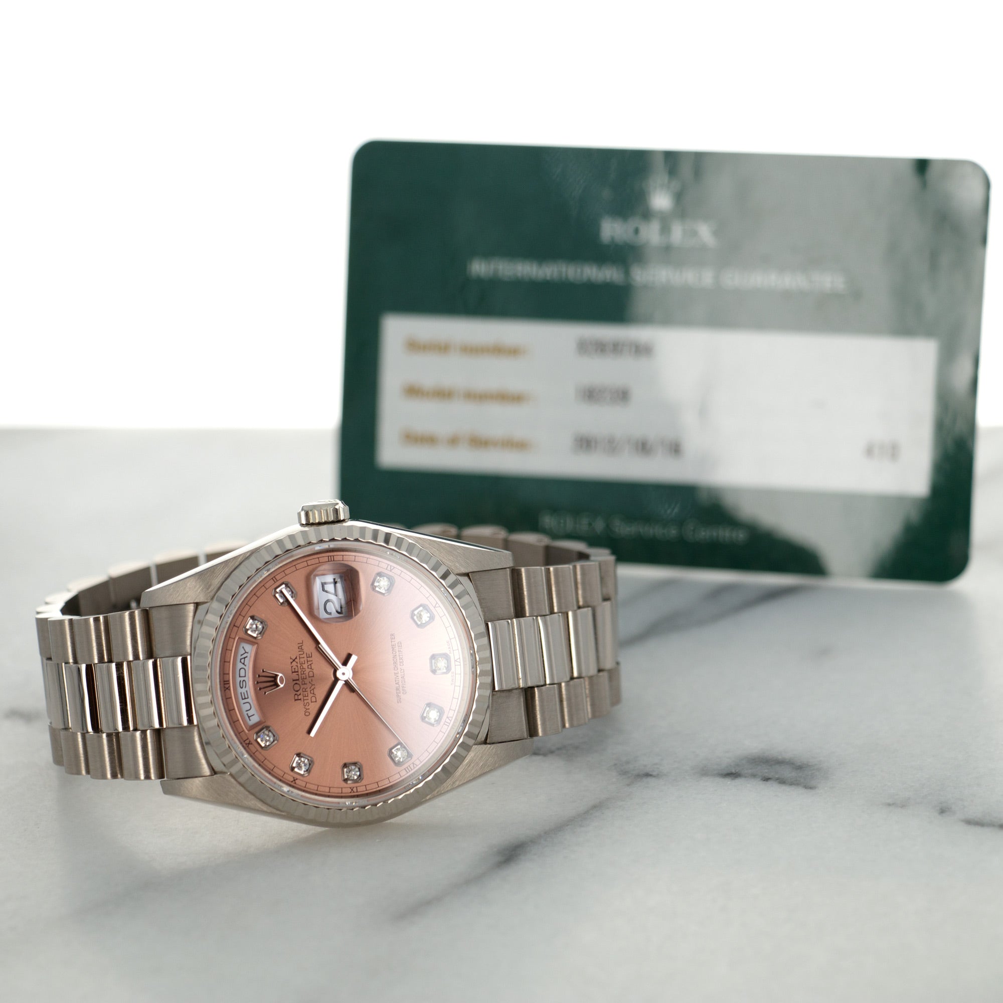 Rolex - Rolex White Gold Day-Date Ref. 18239 with Salmon Dial - The Keystone Watches
